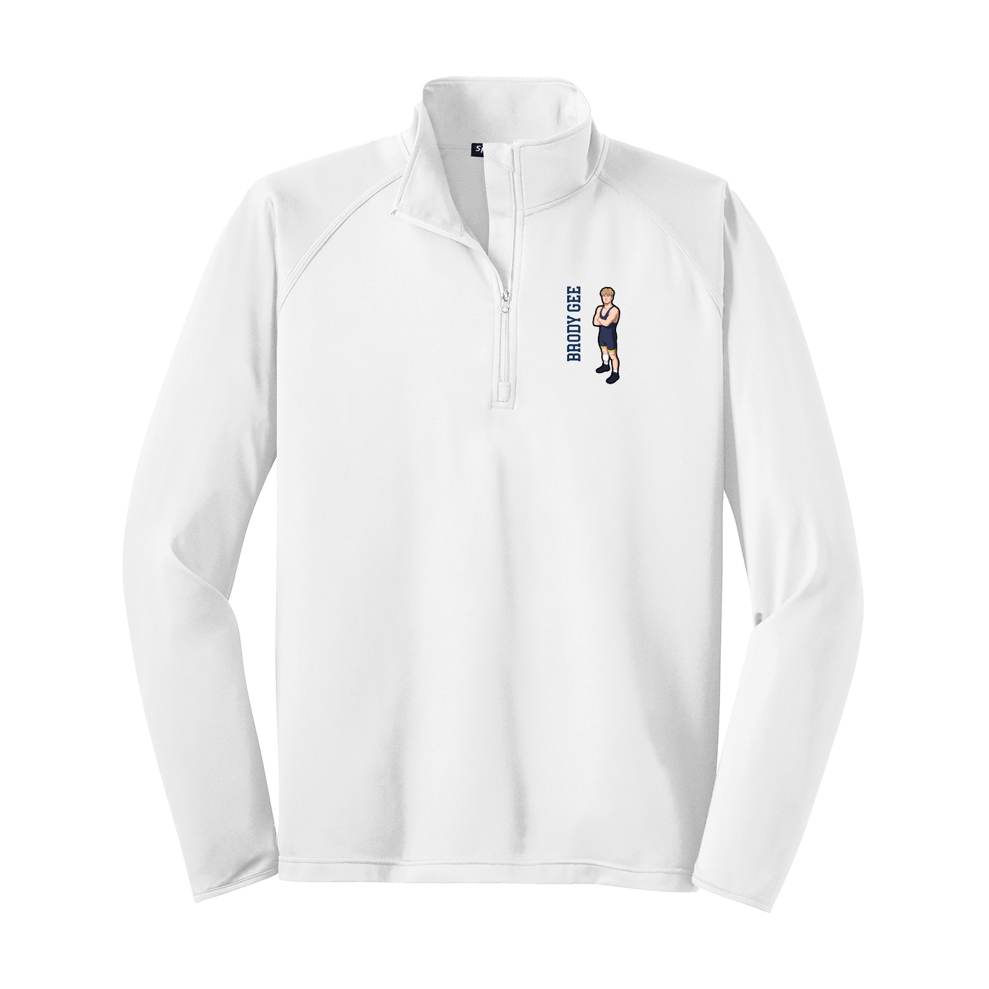 Q-Zip Pullover — Name Vertical in White