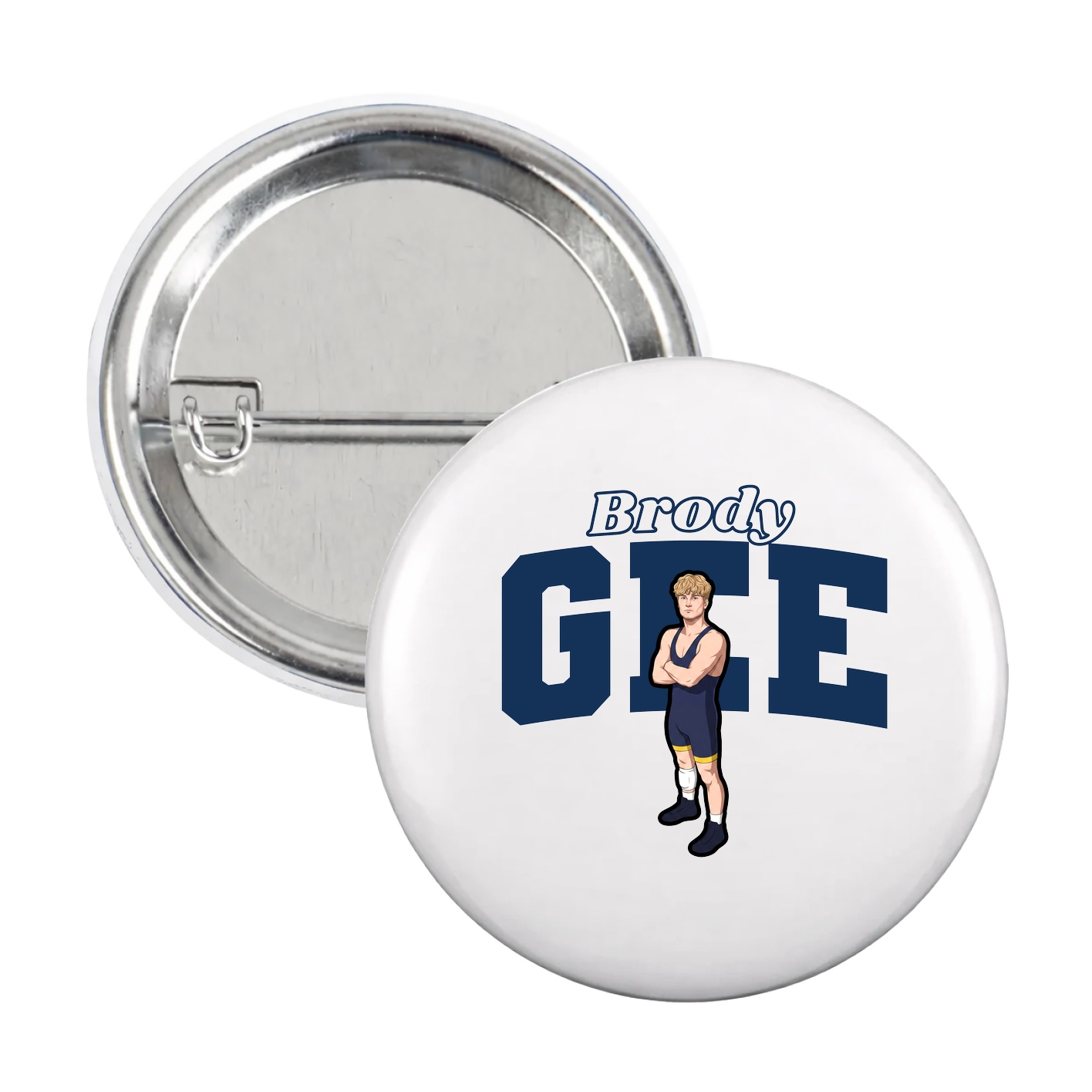 Game Day Button — Name Arch in White