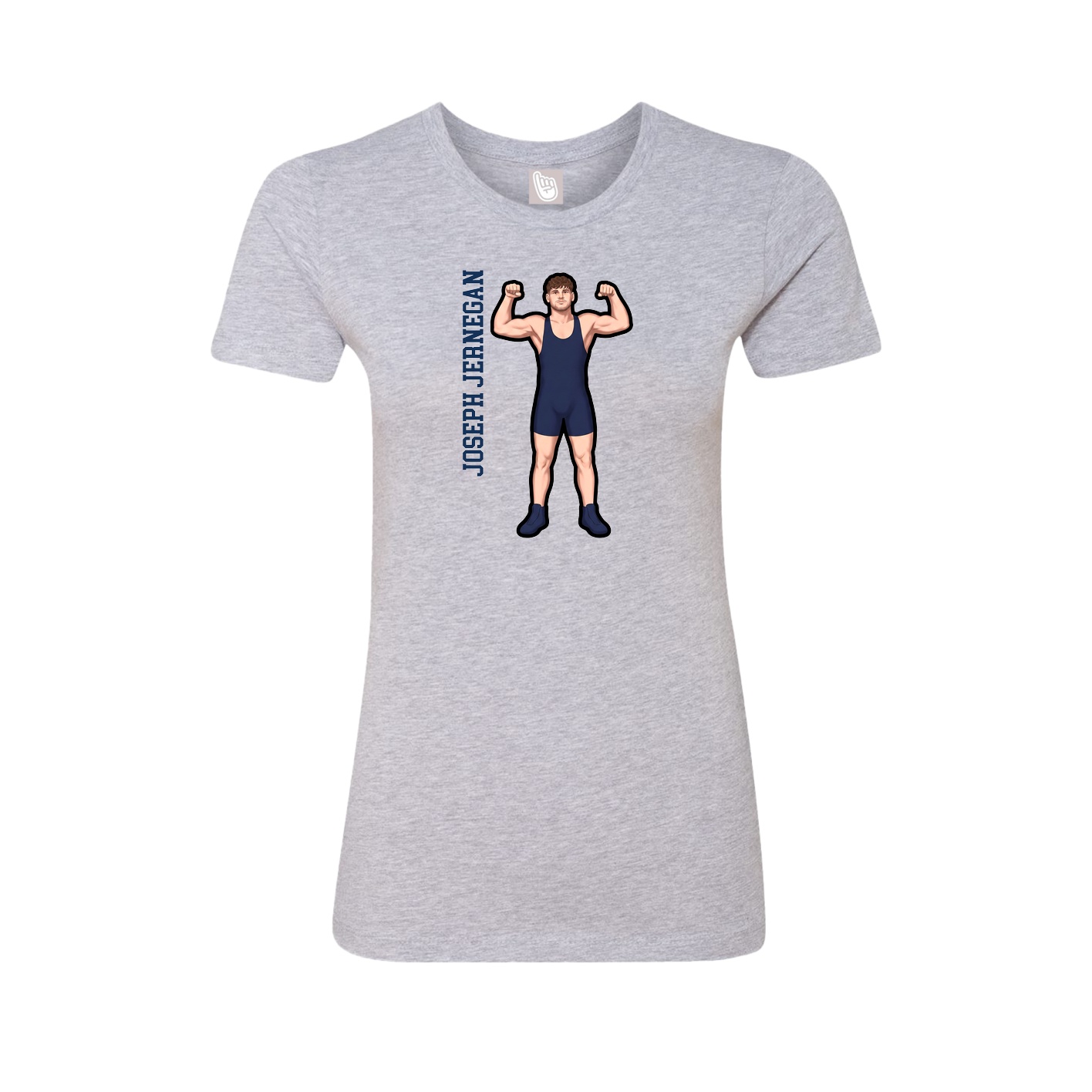 Fitted Women's Tee — Name Vertical in Grey