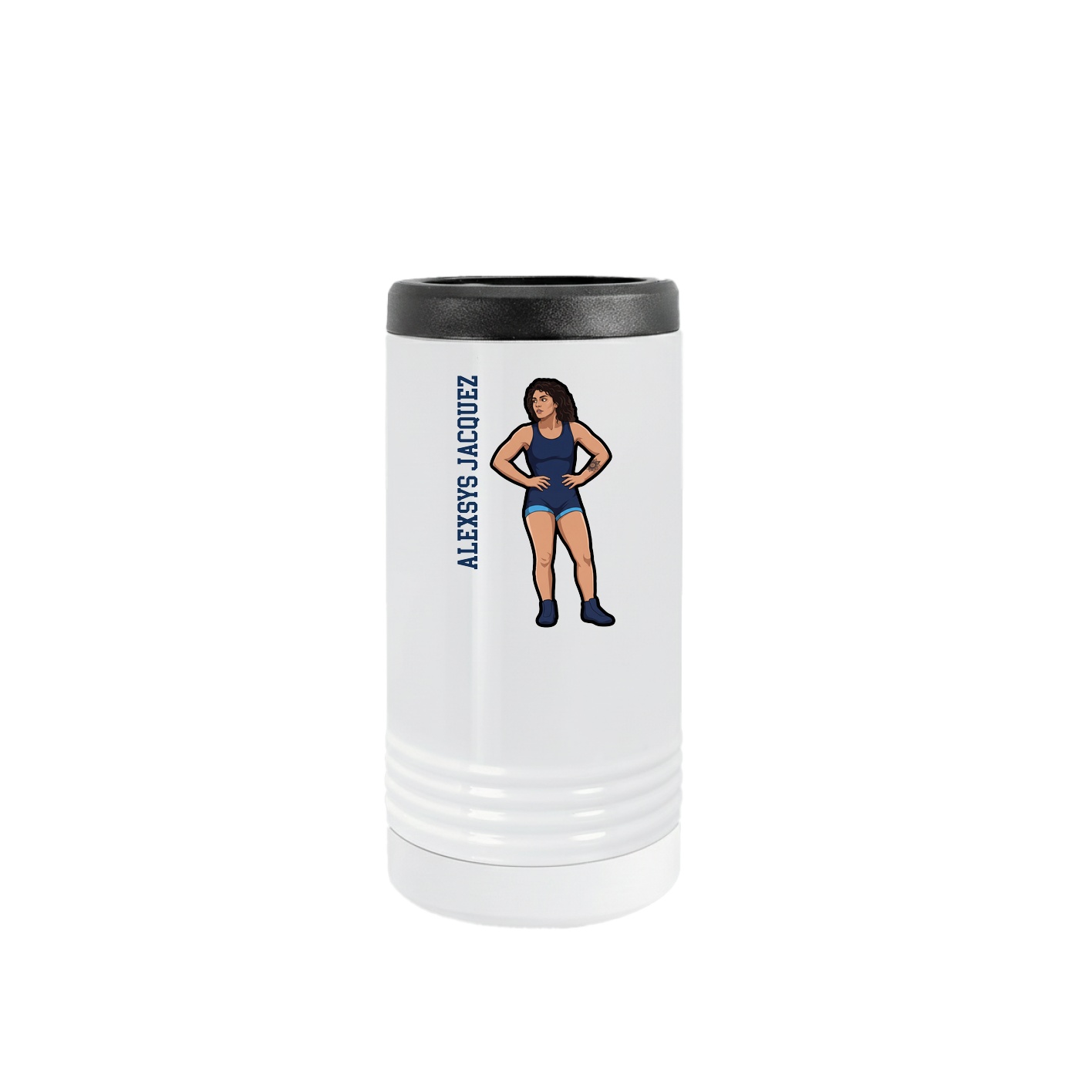 Slim Beverage Holder — Name Vertical in White