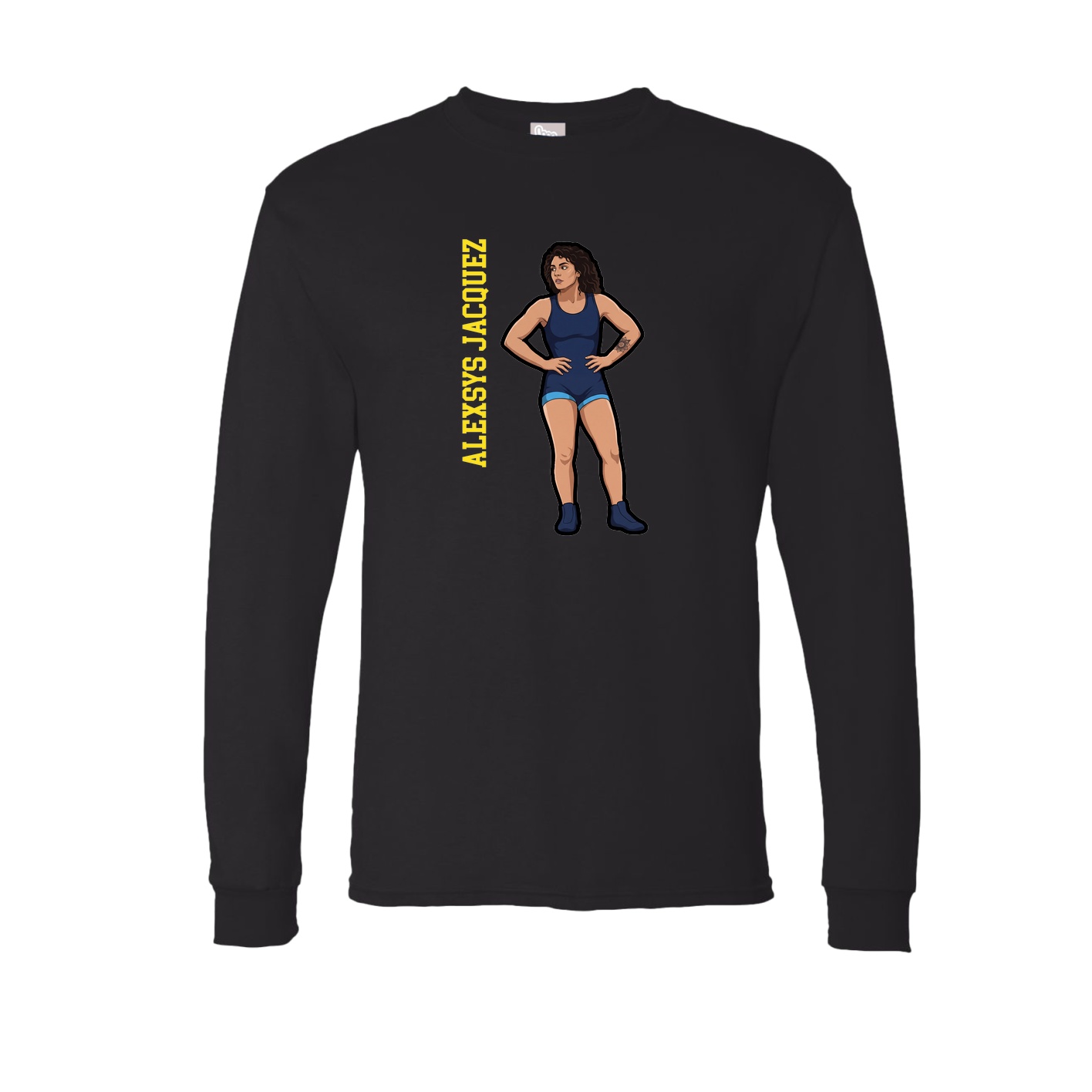 Long Sleeve Tee — Name Vertical in Black