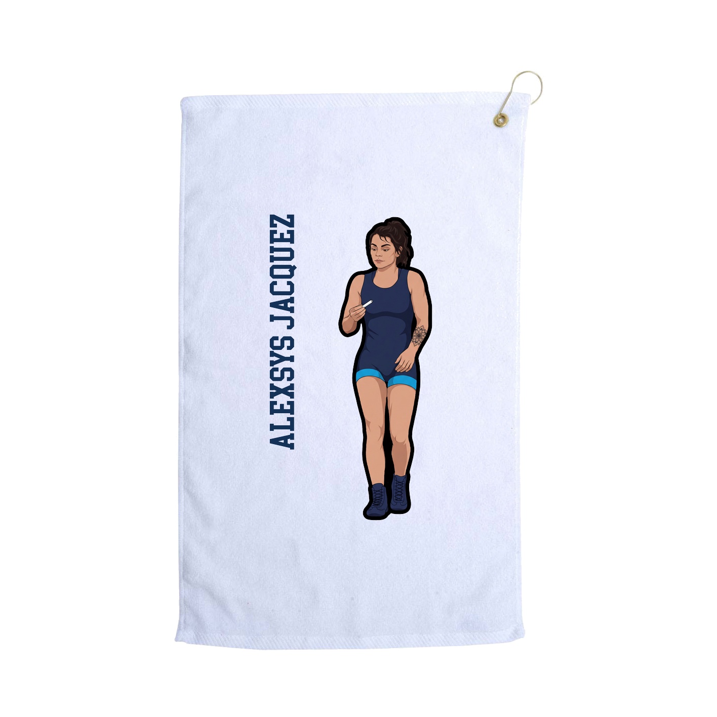 Golf Towel — Name Vertical in White