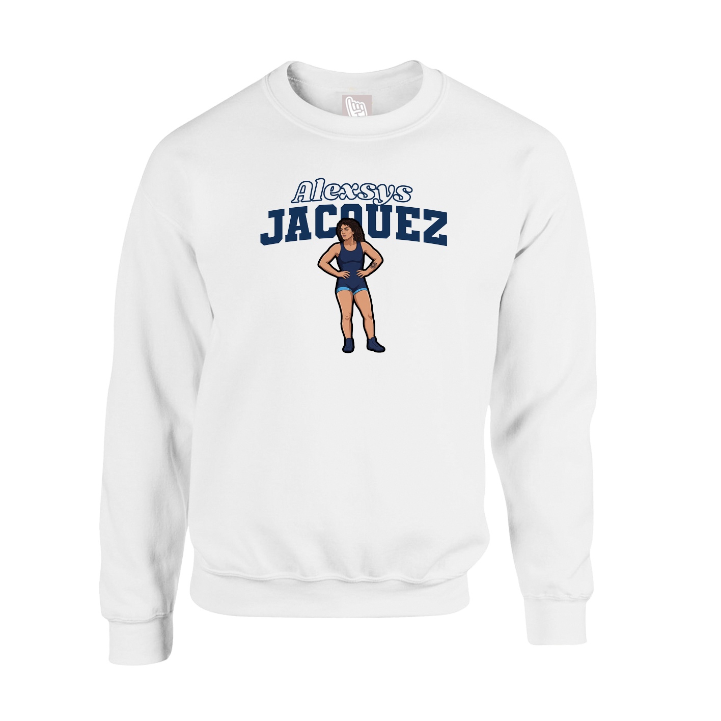 Fleece Crew — Name Arch in White