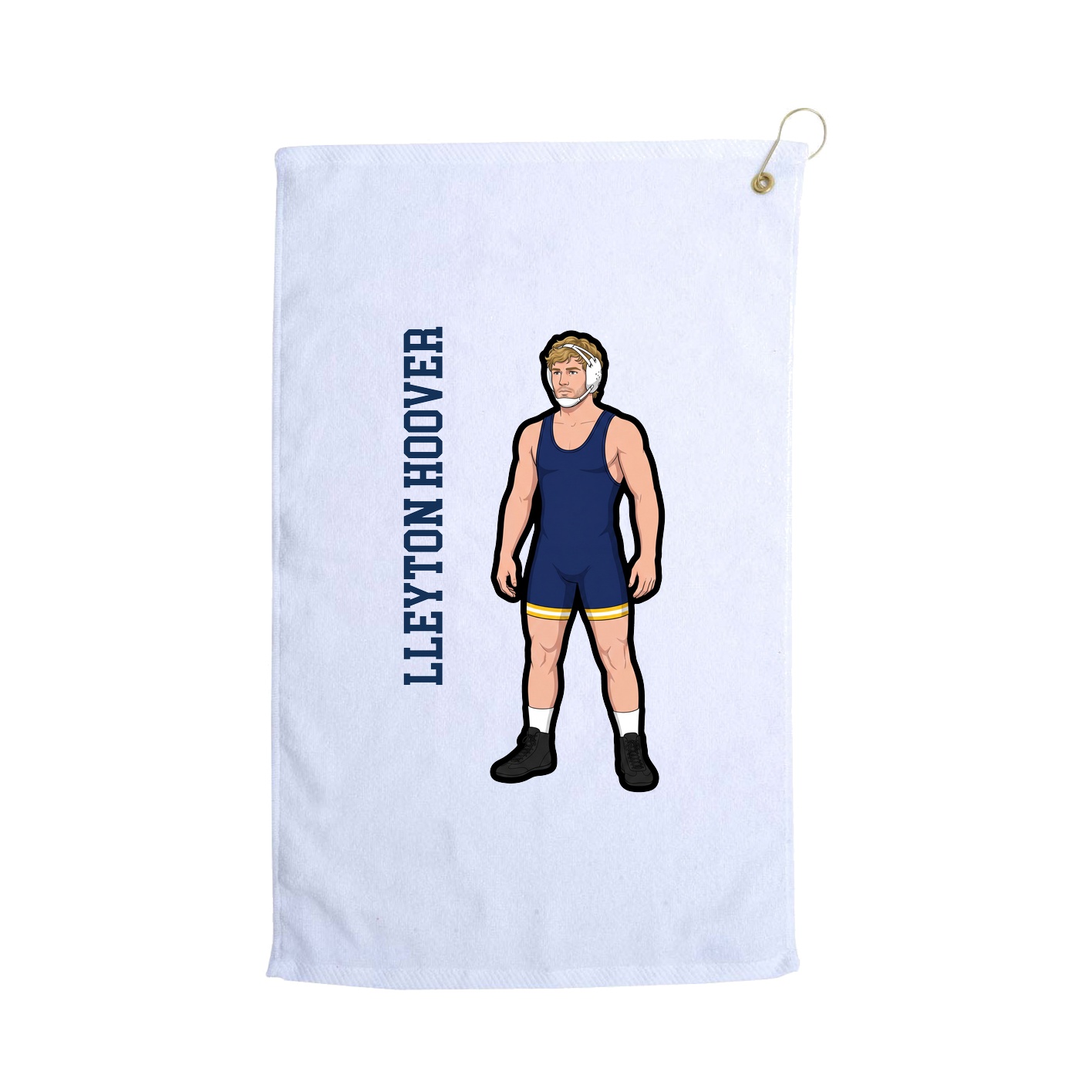 Golf Towel — Name Vertical in White