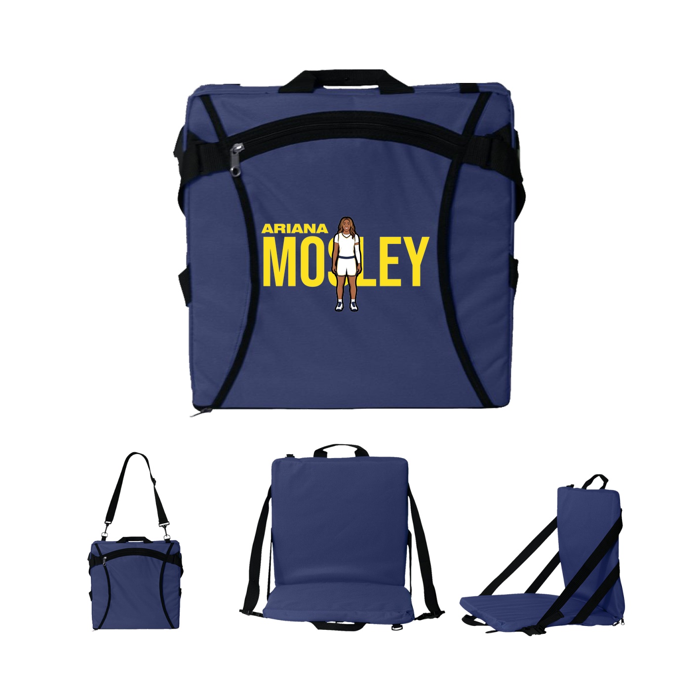 Folding Stadium Seat — Player Name in Navy
