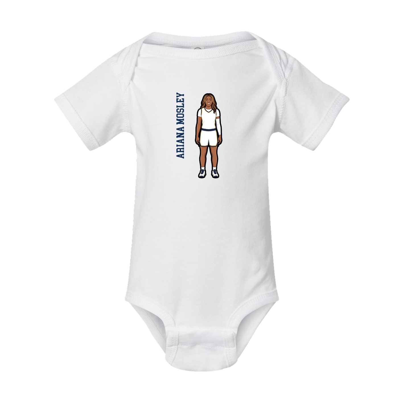 Baby Onesie — Name Vertical in White
