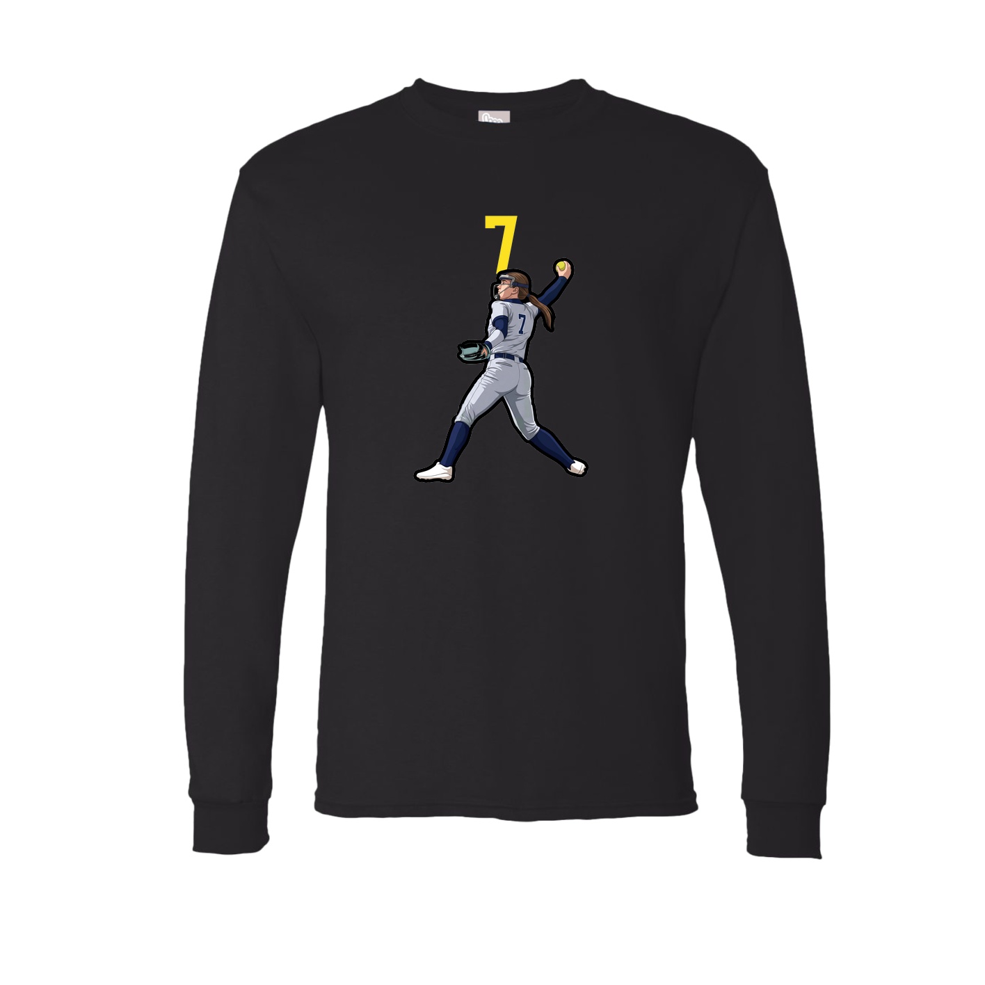 Long Sleeve Tee — Number Top in Black