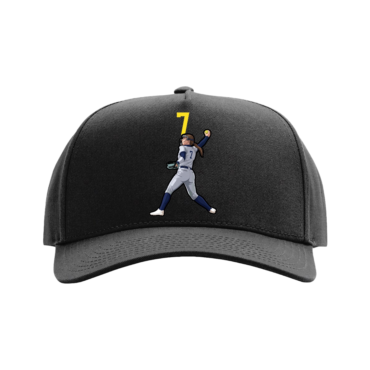 Full Fabric Five-Panel Champ Cap — Number Top in Black