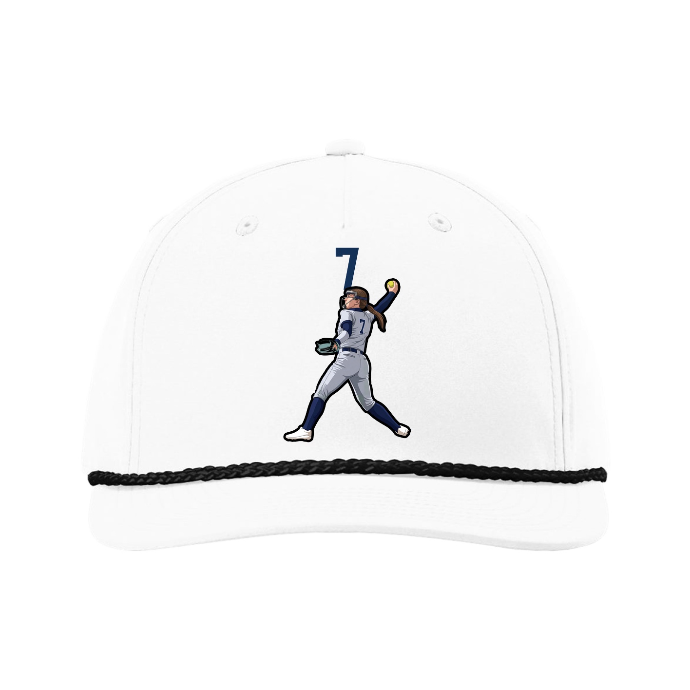 Five-Panel Classic Rope Cap — Number Top in White