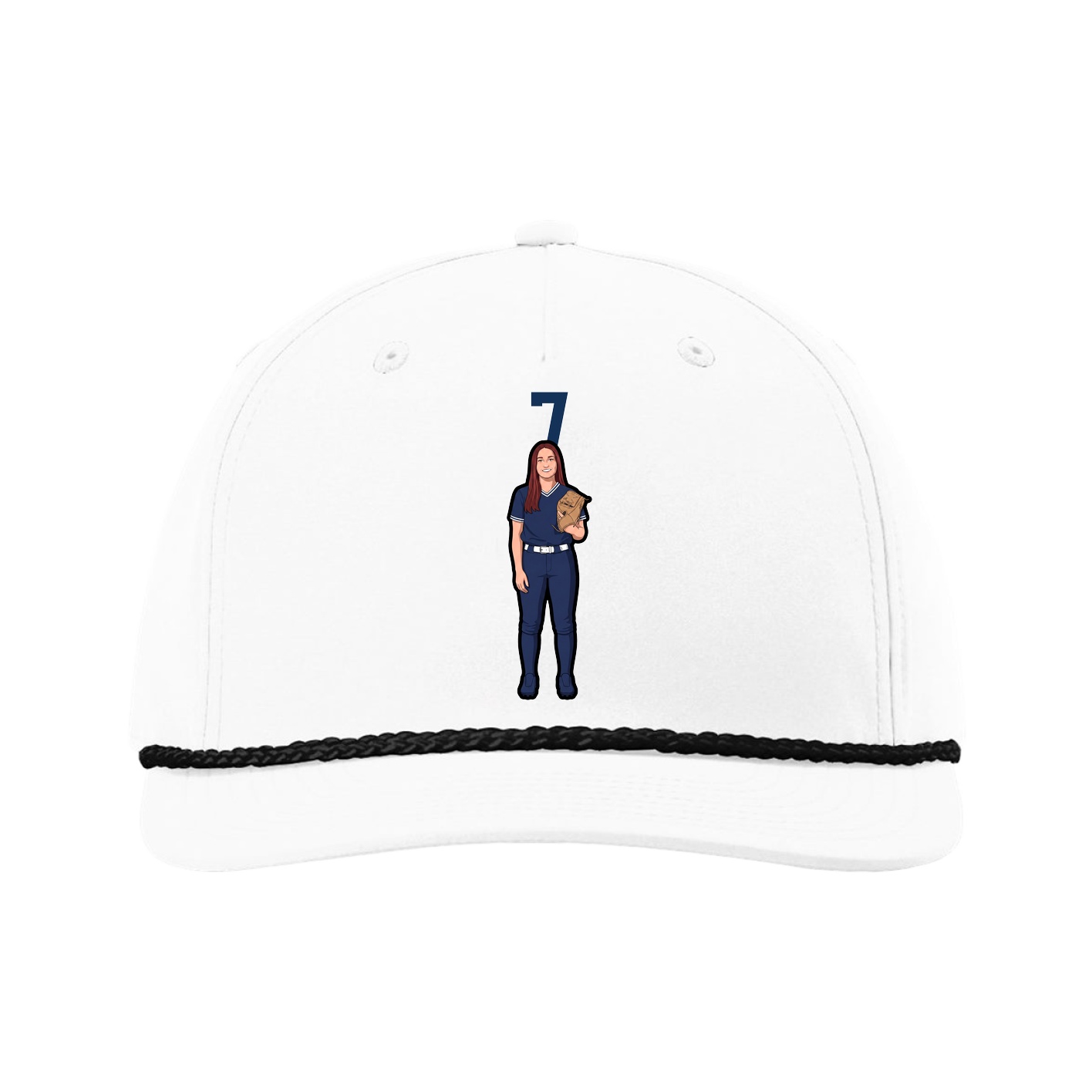 Five-Panel Classic Rope Cap — Number Top in White