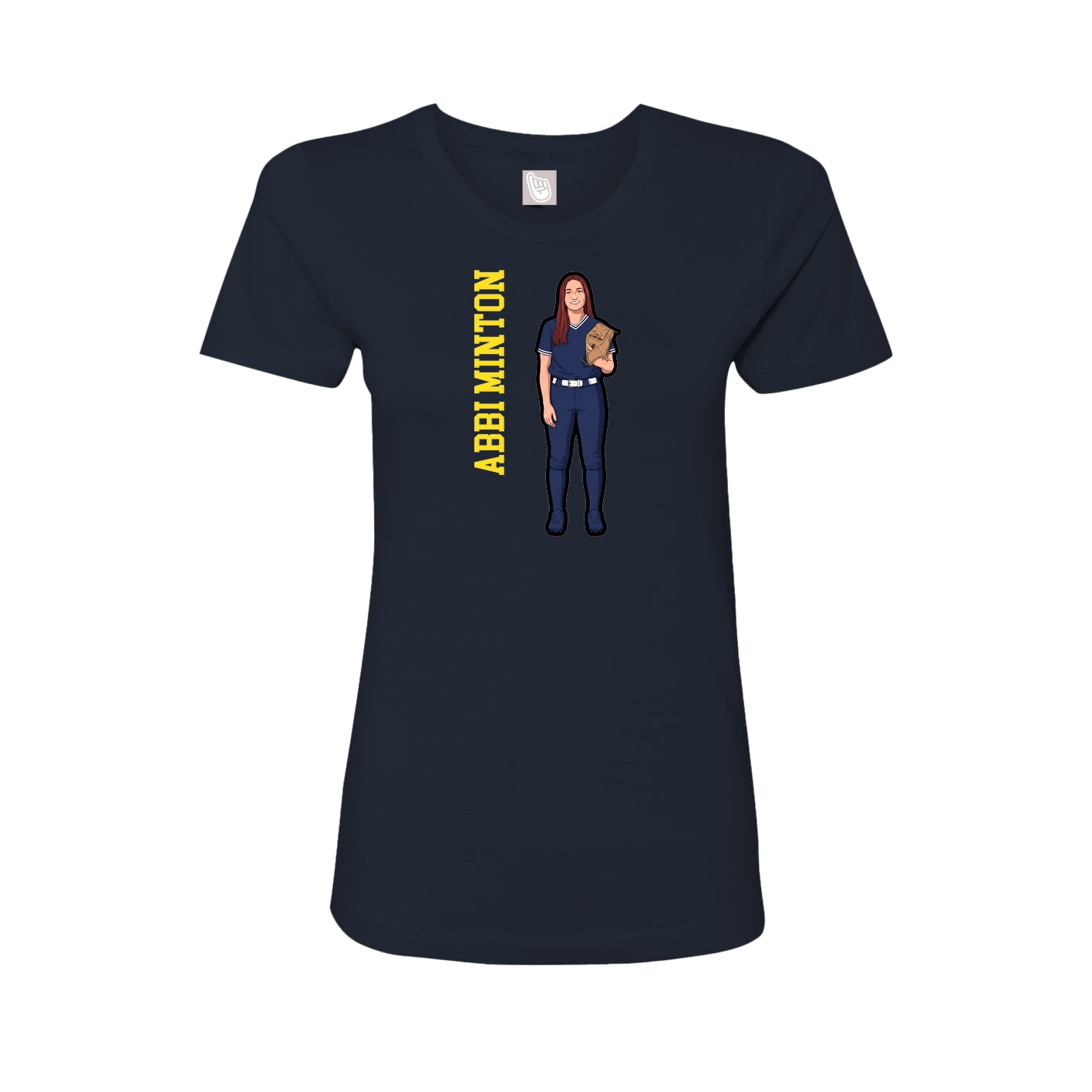 Fitted Women's Tee — Name Vertical in Navy