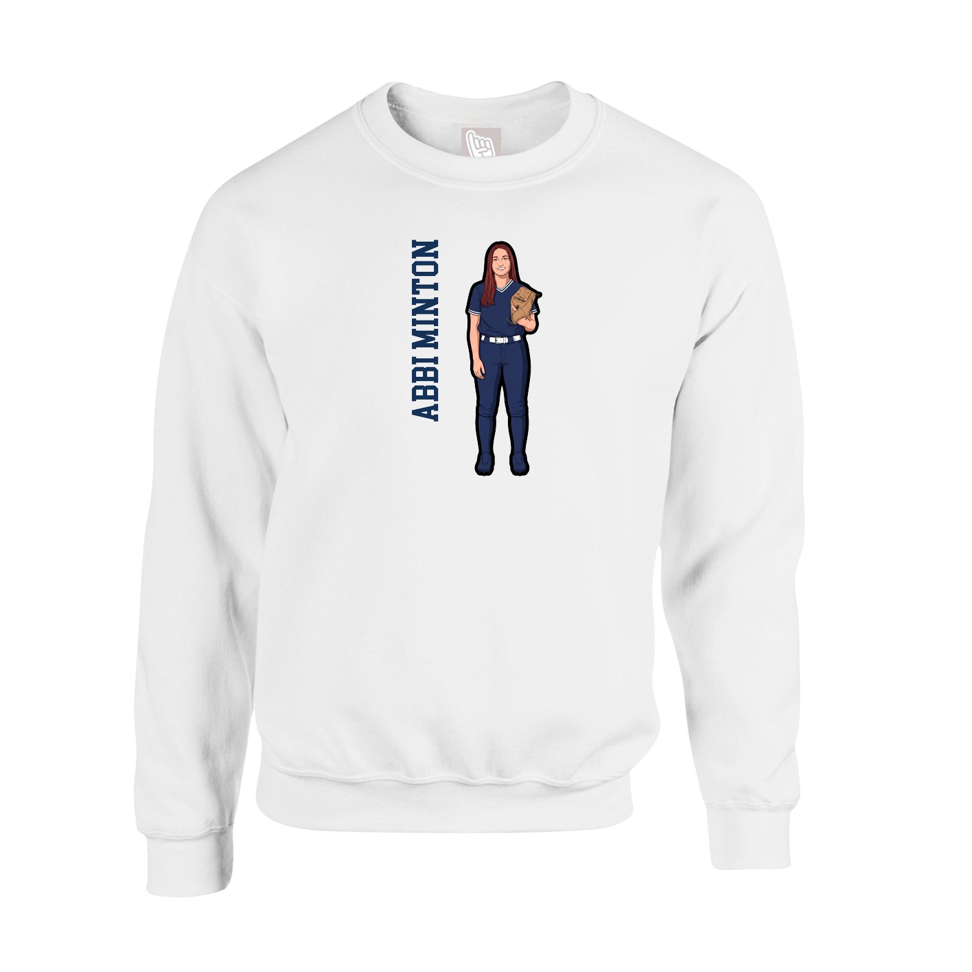 Fleece Crew — Name Vertical in White
