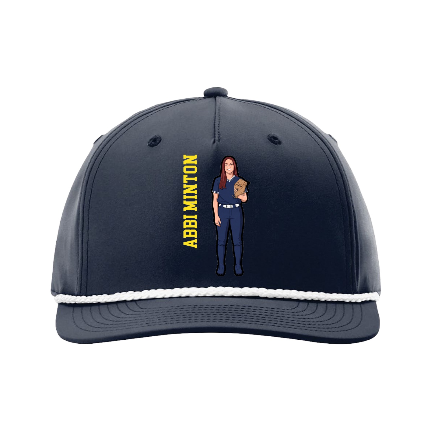 Five-Panel Classic Rope Cap — Name Vertical in Navy