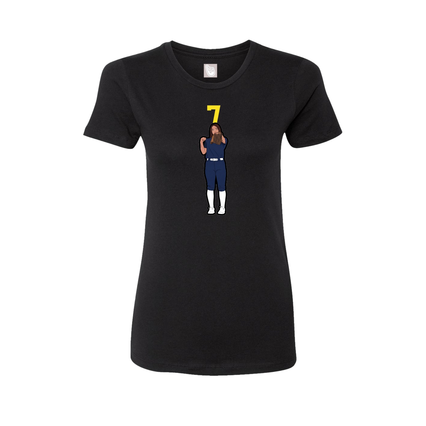 Fitted Women's Tee — Number Top in Black