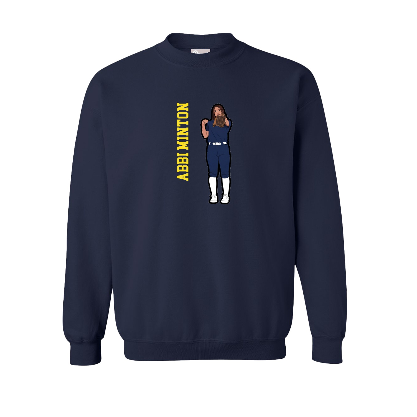 Fleece Crew — Name Vertical in Navy