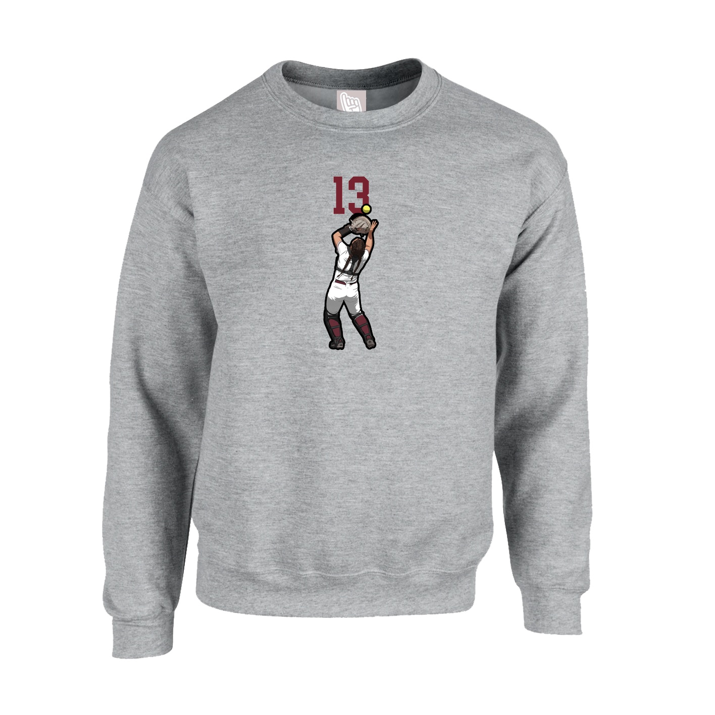 Fleece Crew — Number Top in Grey