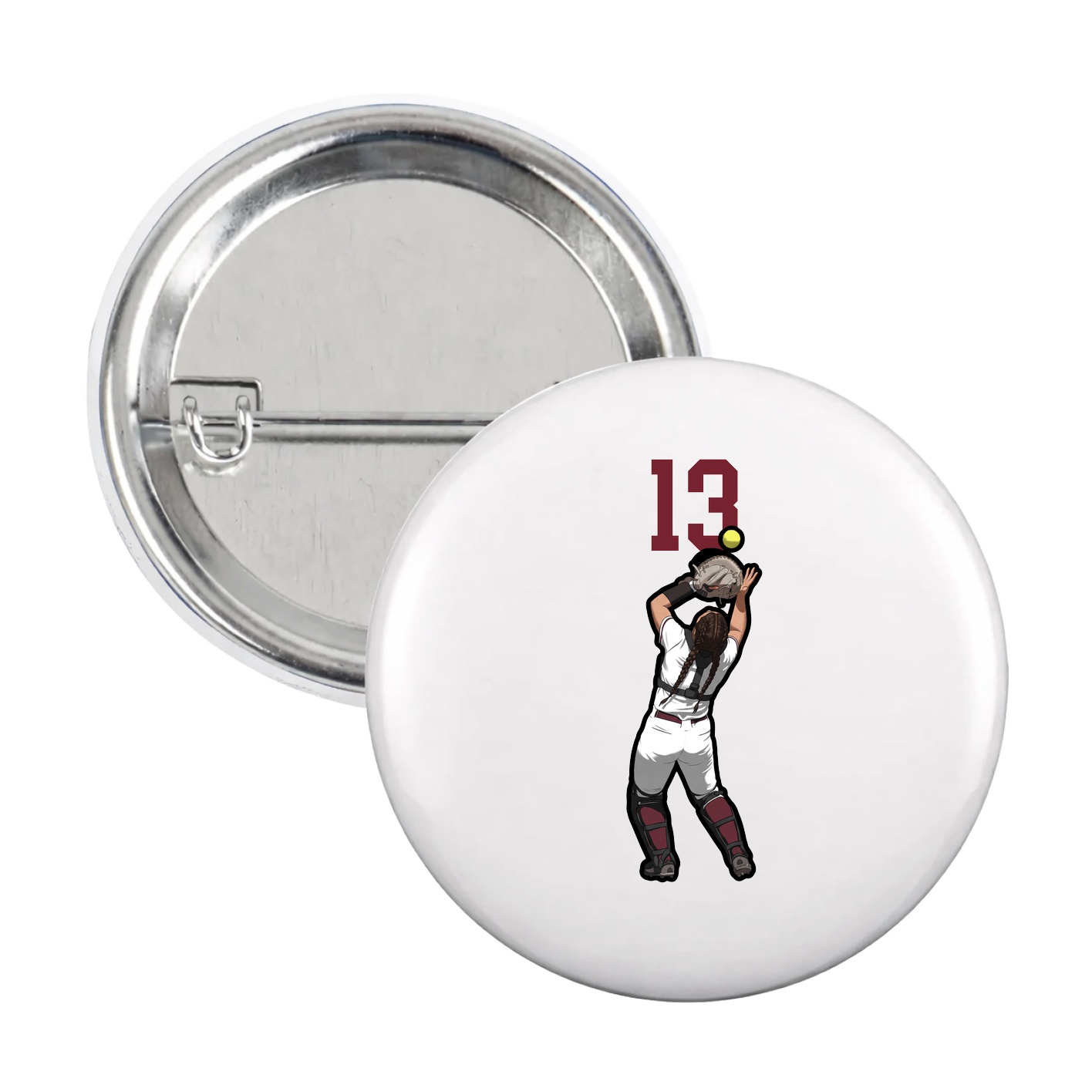 Game Day Button — Number Top in White