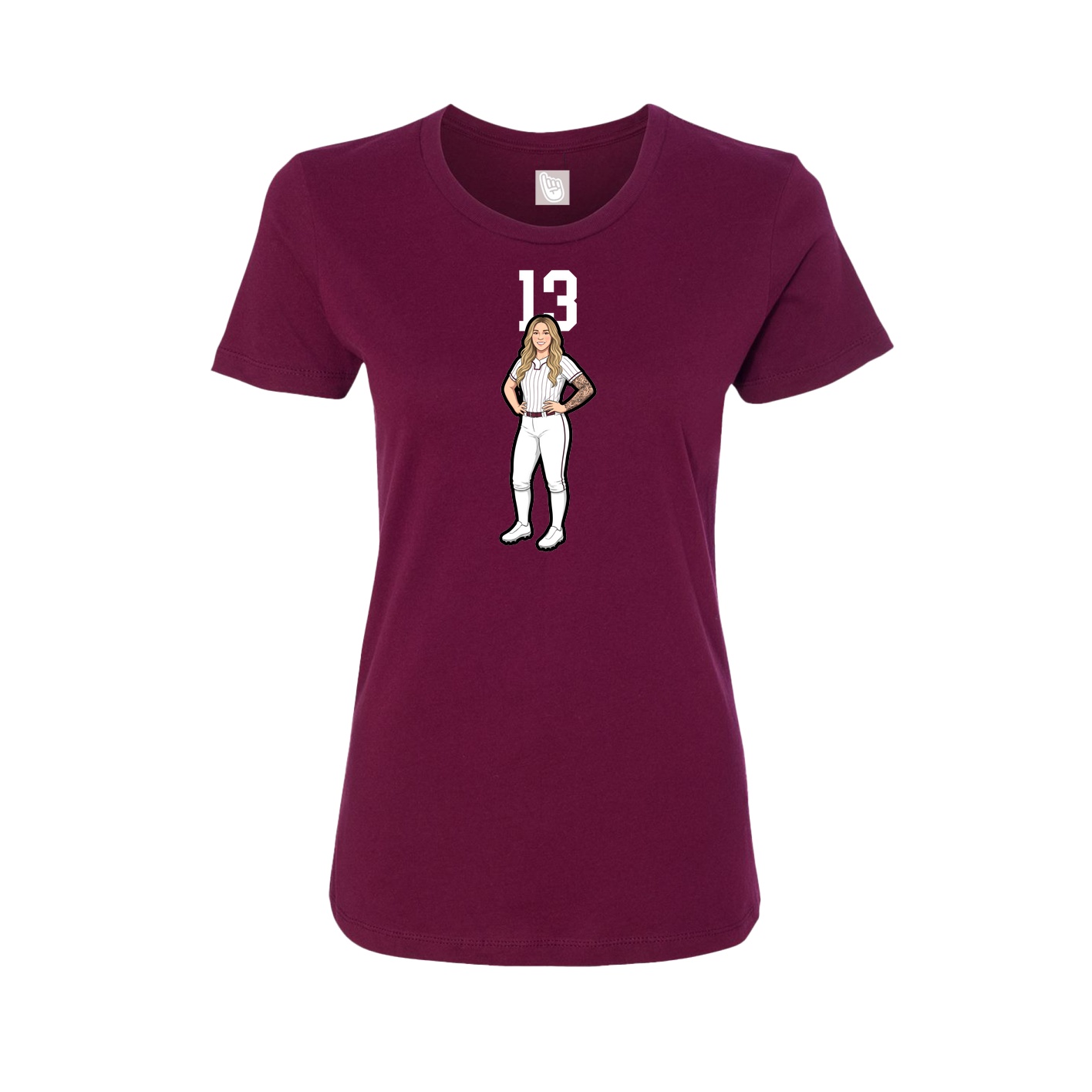 Fitted Women's Tee — Number Top in Maroon