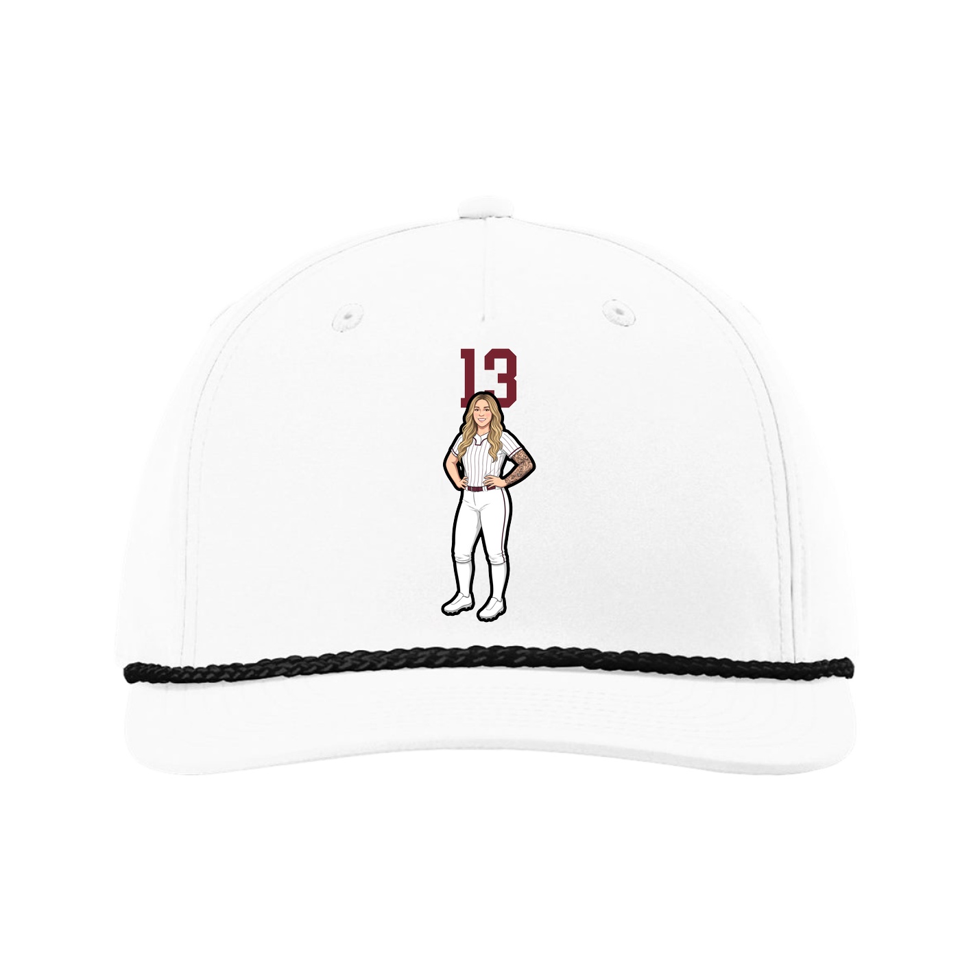 Five-Panel Classic Rope Cap — Number Top in White