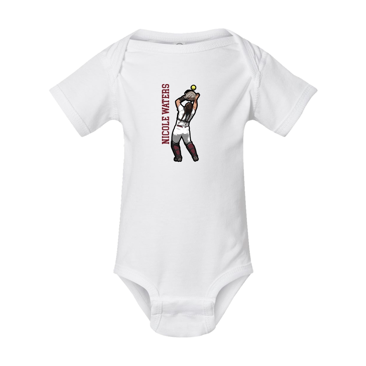 Baby Onesie — Name Vertical in White