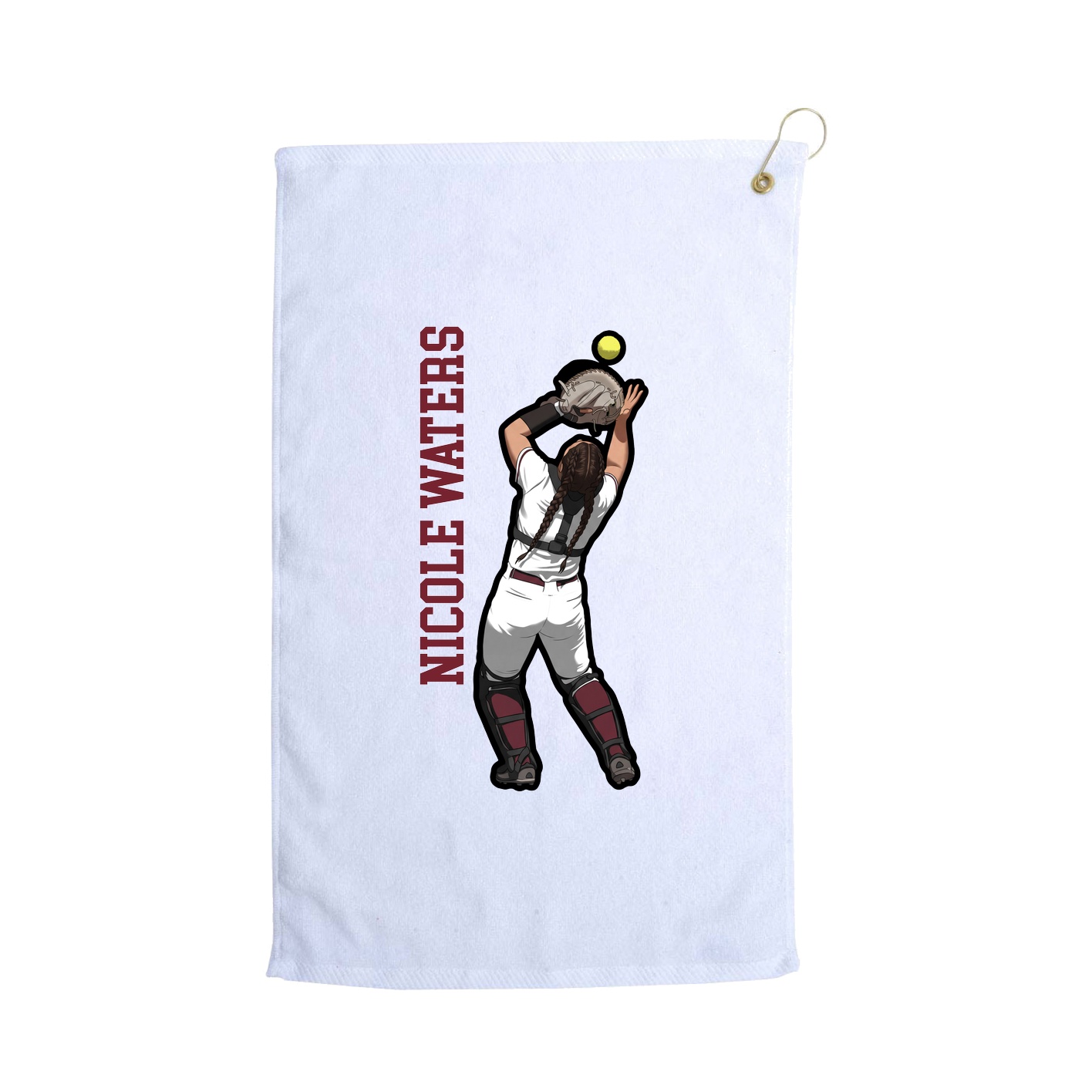 Golf Towel — Name Vertical in White