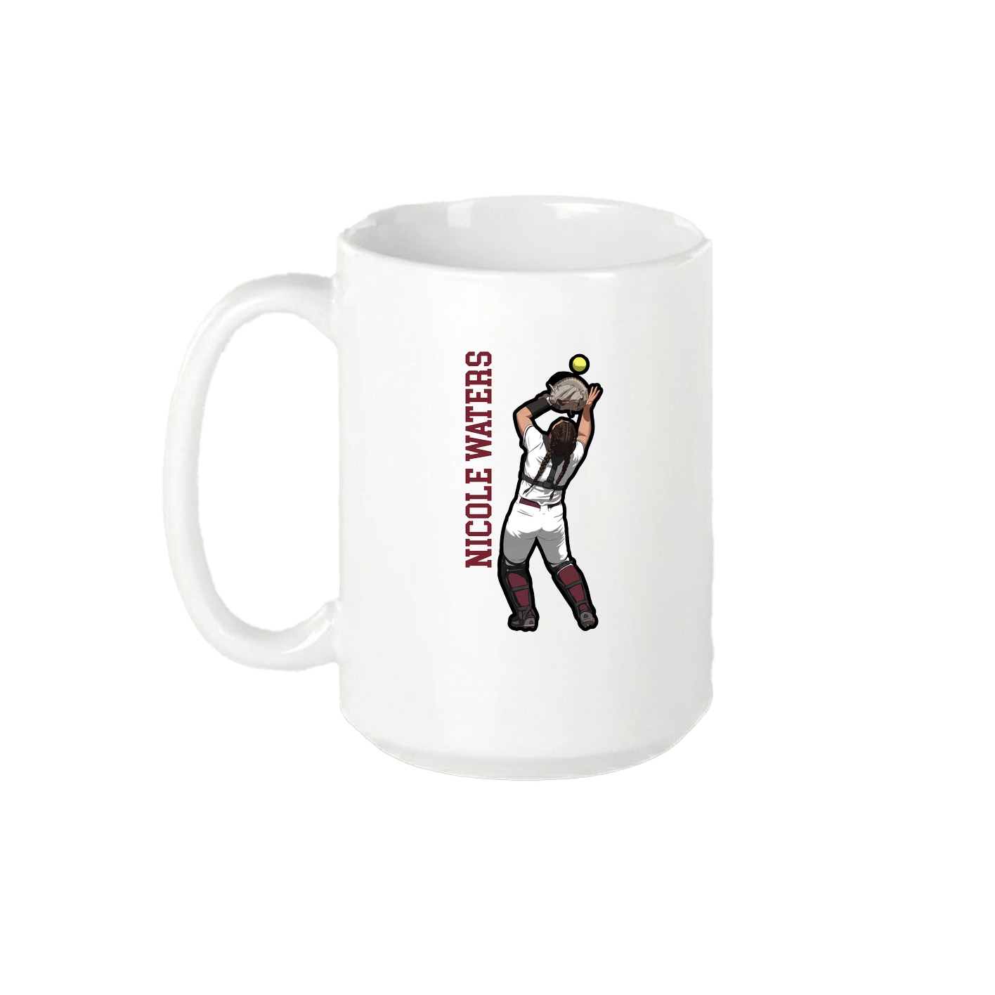 15oz Coffee Mug — Name Vertical in White