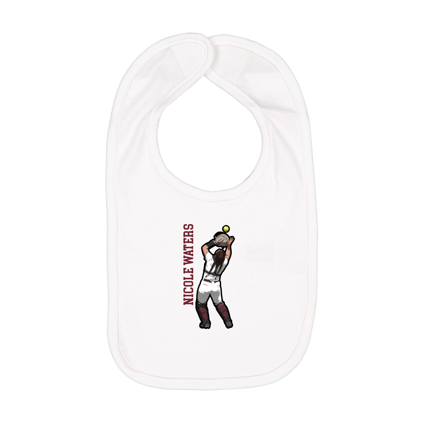 Infant Bib — Name Vertical in White
