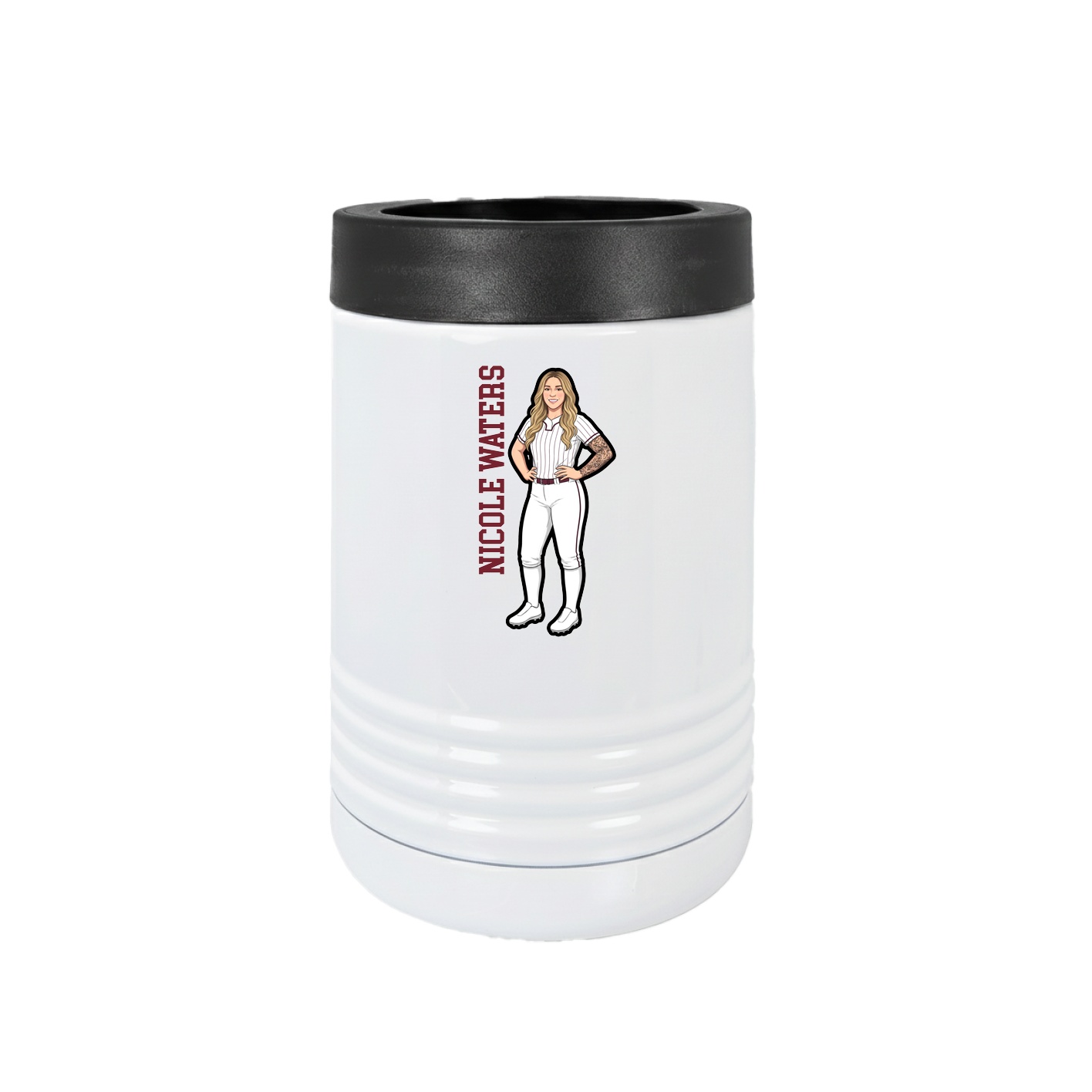 Beverage Holder — Name Vertical in White