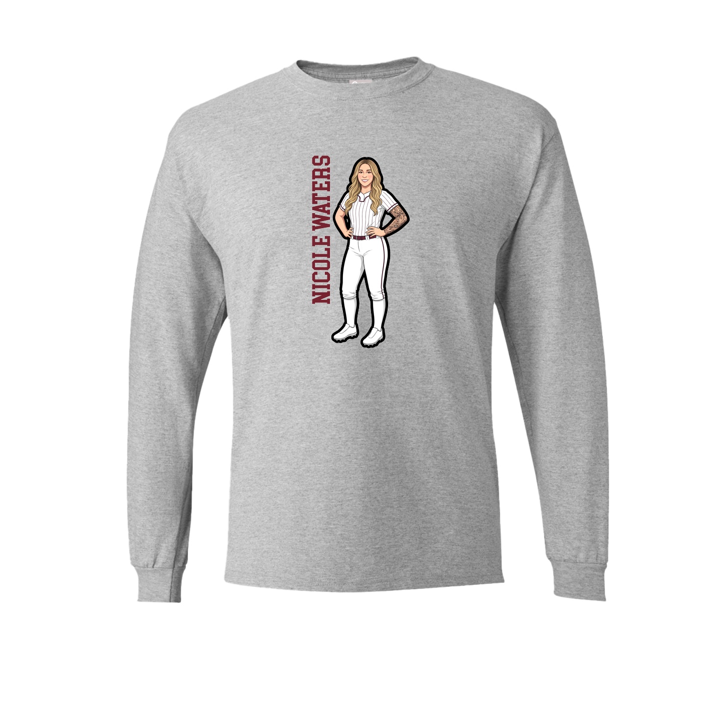 Long Sleeve Tee — Name Vertical in Grey