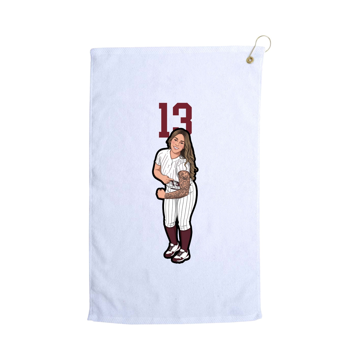 Golf Towel — Number Top in White