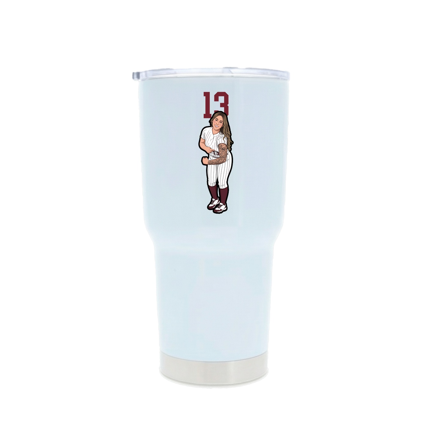 30oz Stainless Steel Tumbler — Number Top in White