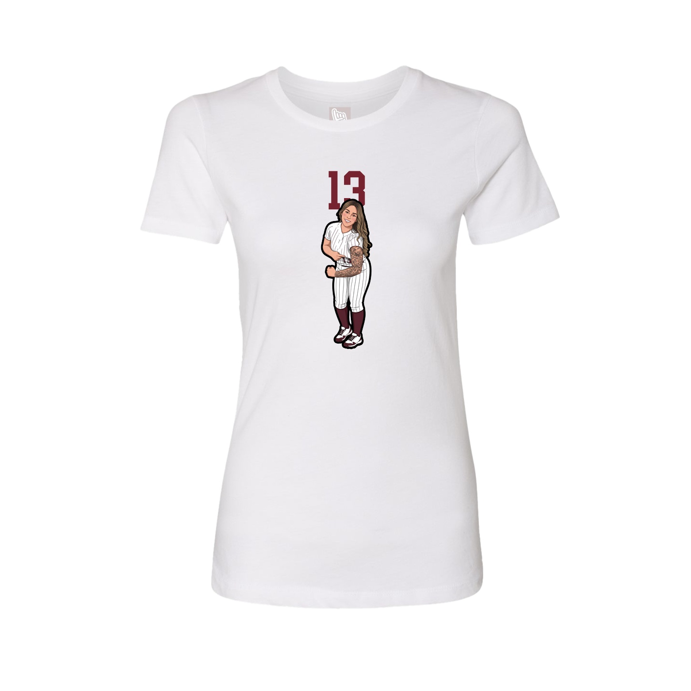 Fitted Women's Tee — Number Top in White