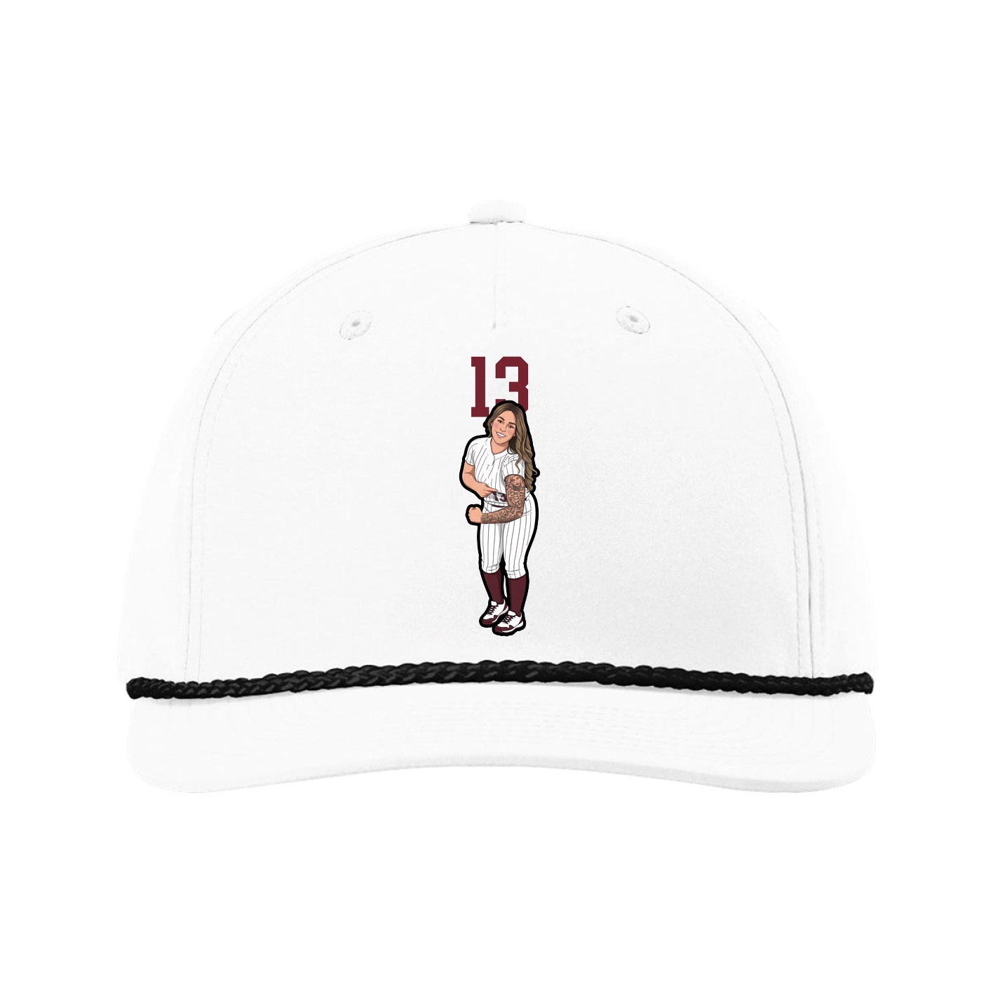 Five-Panel Classic Rope Cap — Number Top in White