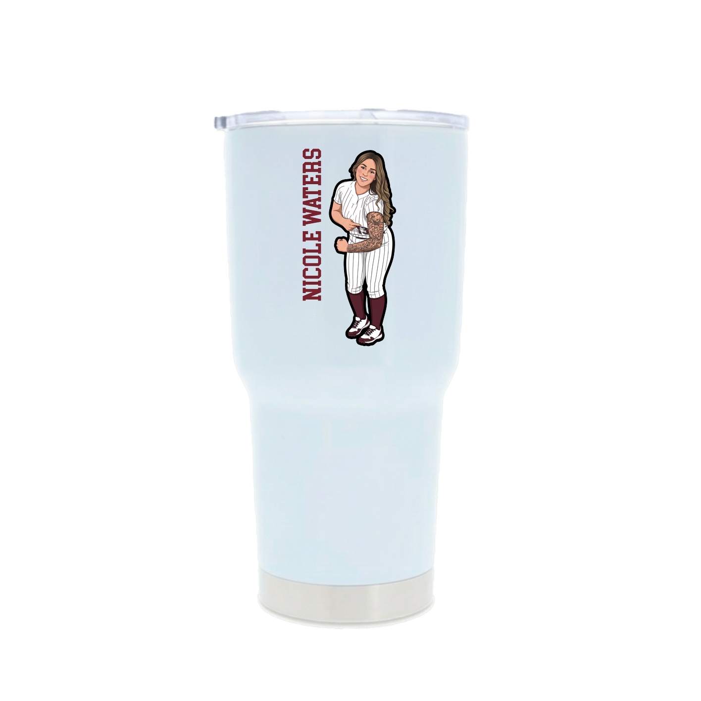 30oz Stainless Steel Tumbler — Name Vertical in White