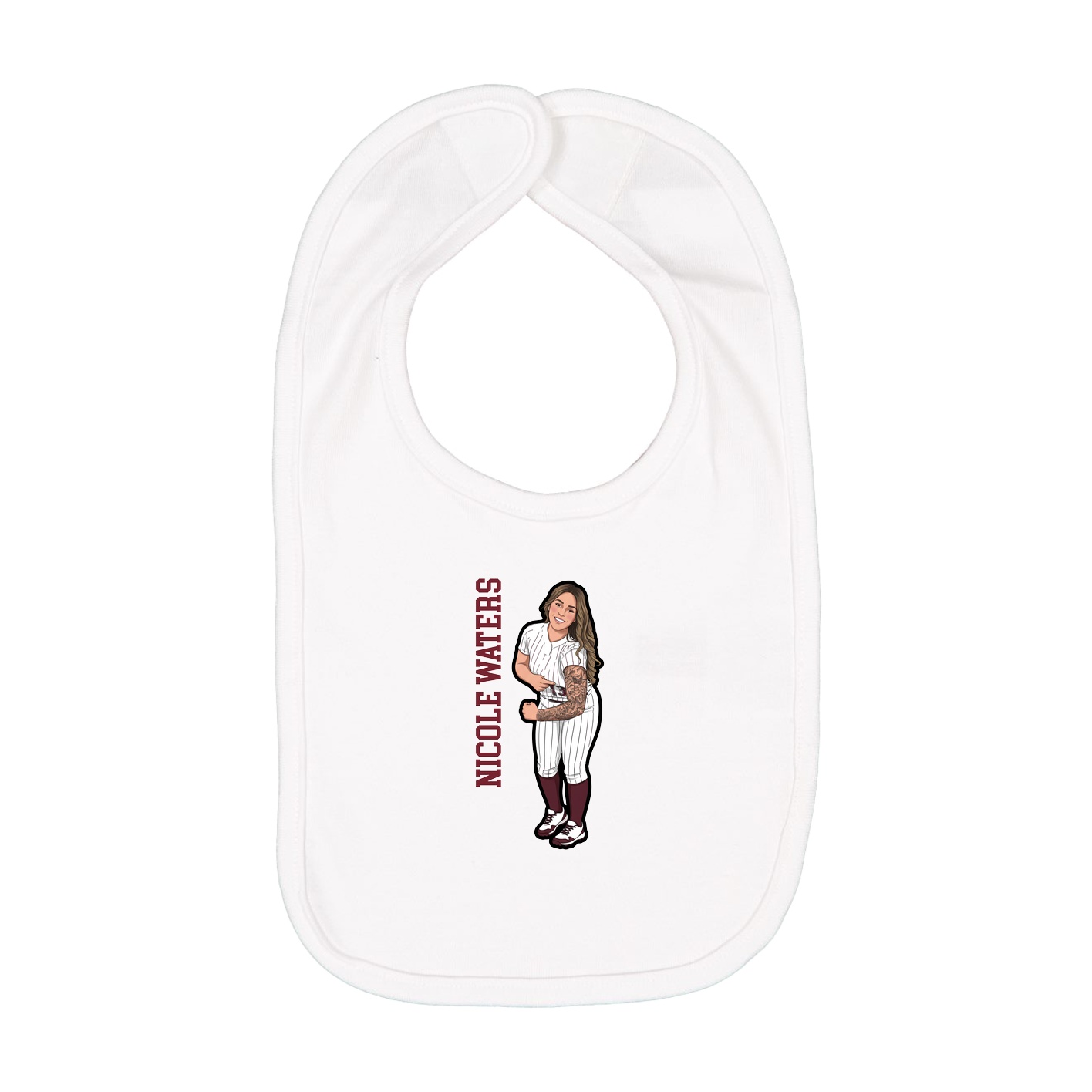 Infant Bib — Name Vertical in White