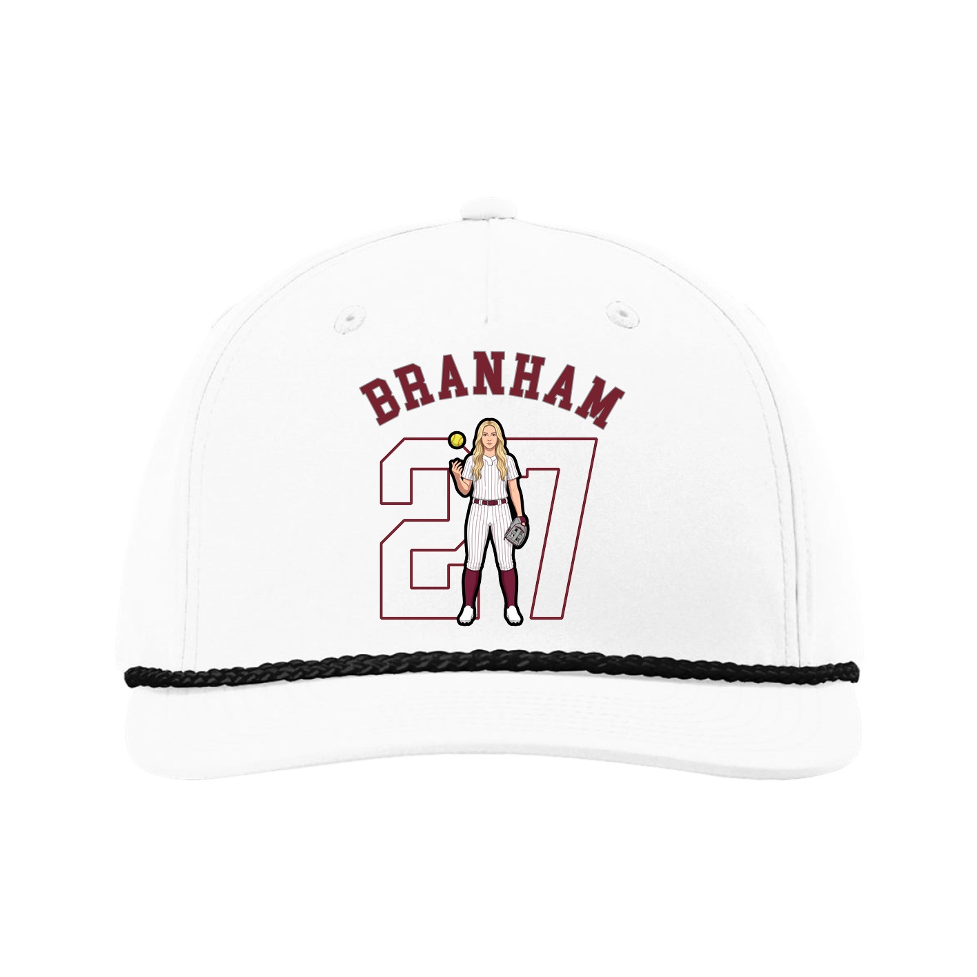 Five-Panel Classic Rope Cap — Shirsey Arch in White