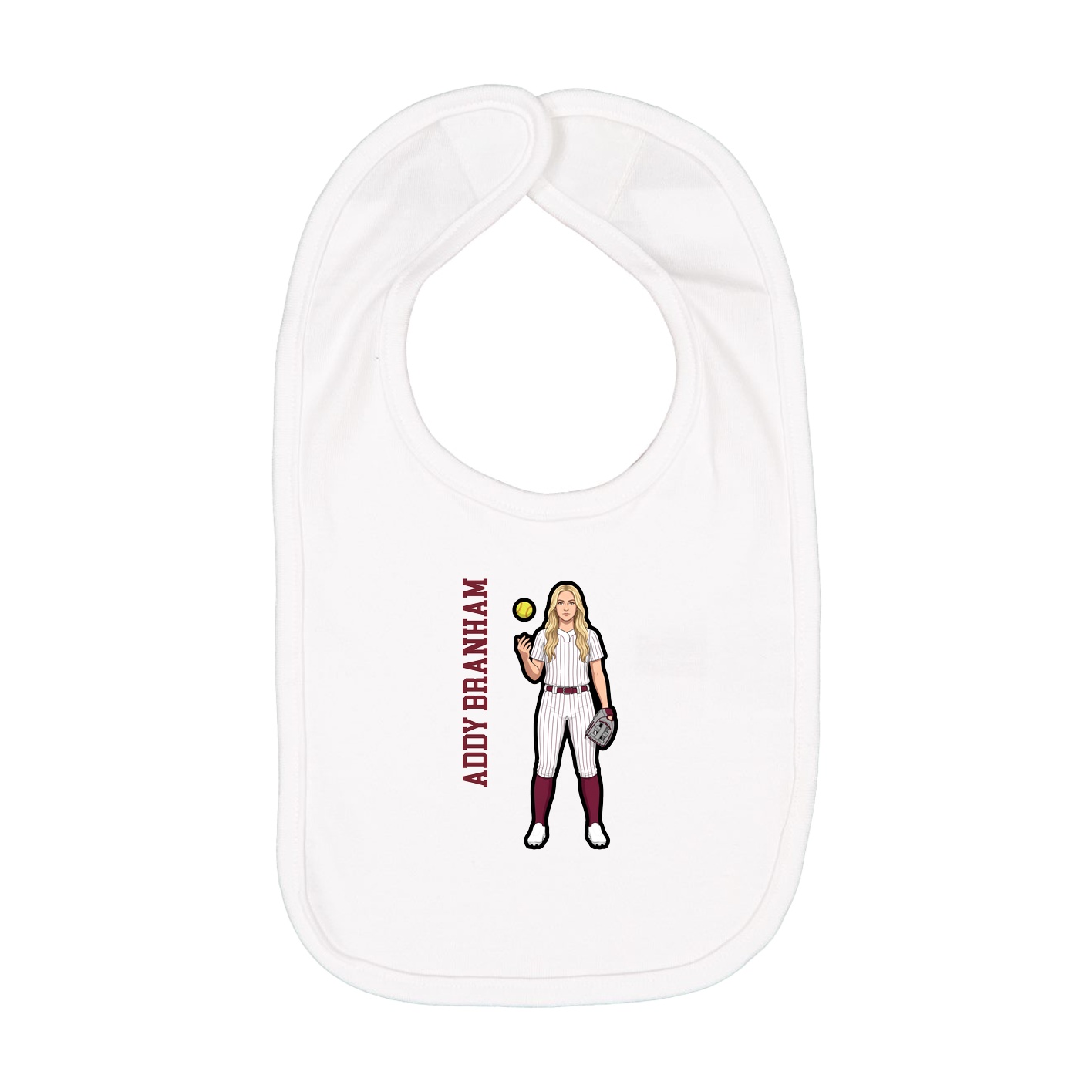 Infant Bib — Name Vertical in White
