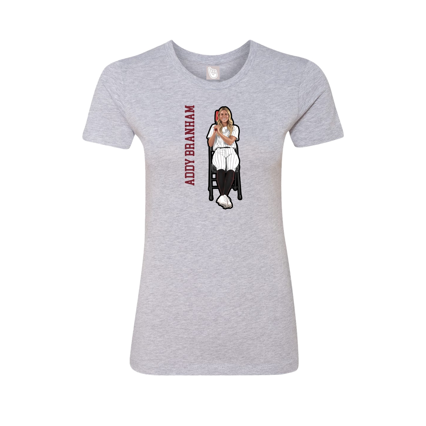 Fitted Women's Tee — Name Vertical in Grey
