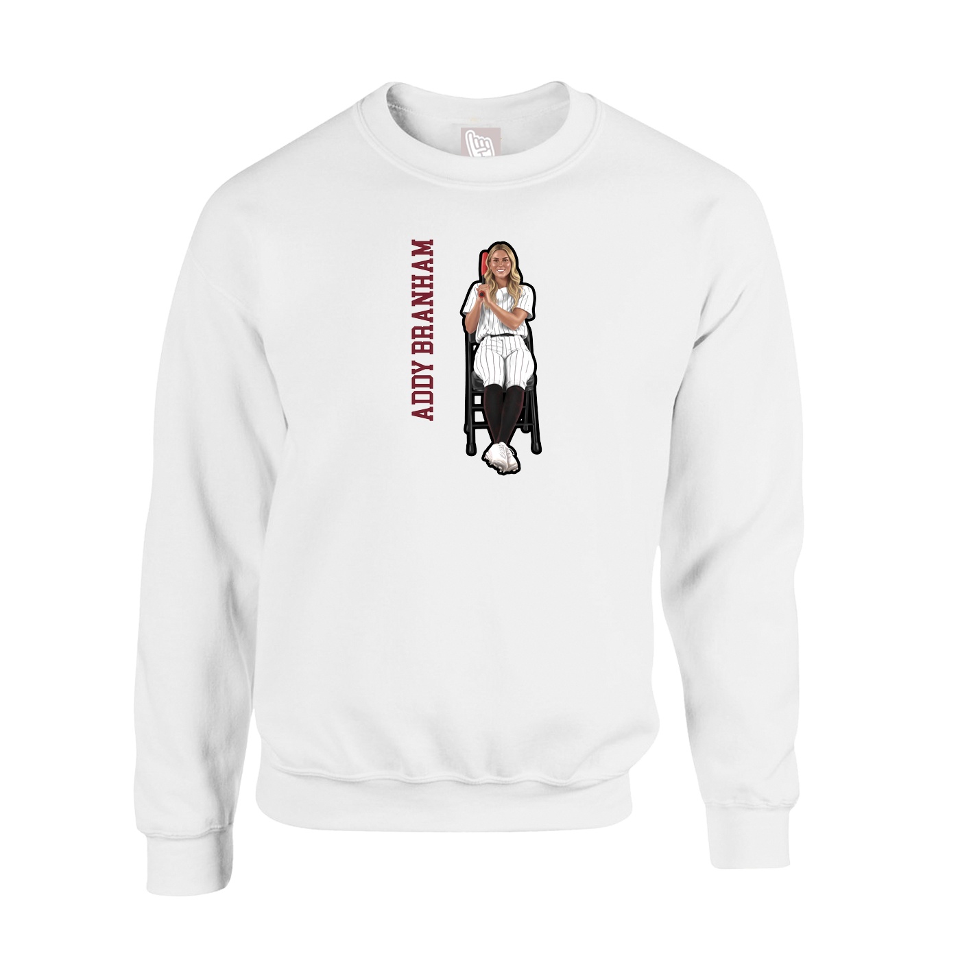 Fleece Crew — Name Vertical in White