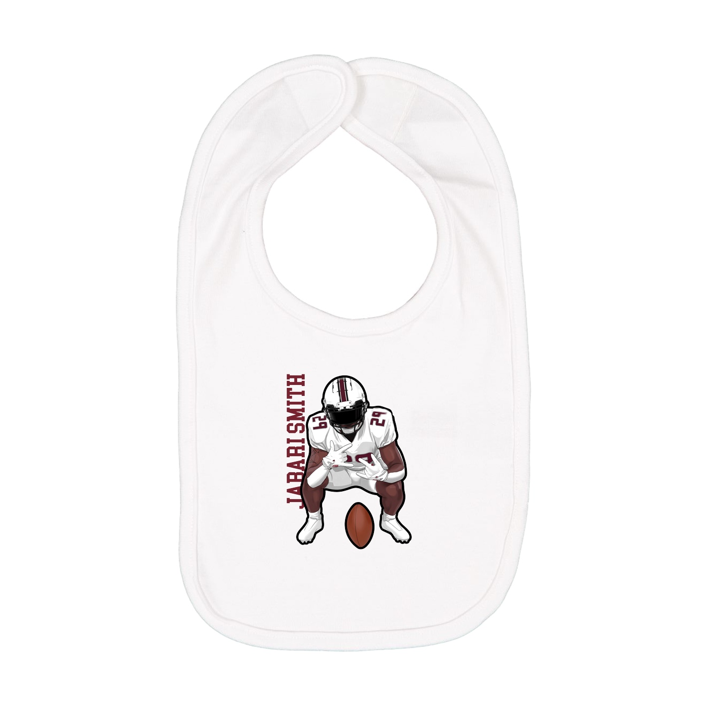 Infant Bib — Name Vertical in White