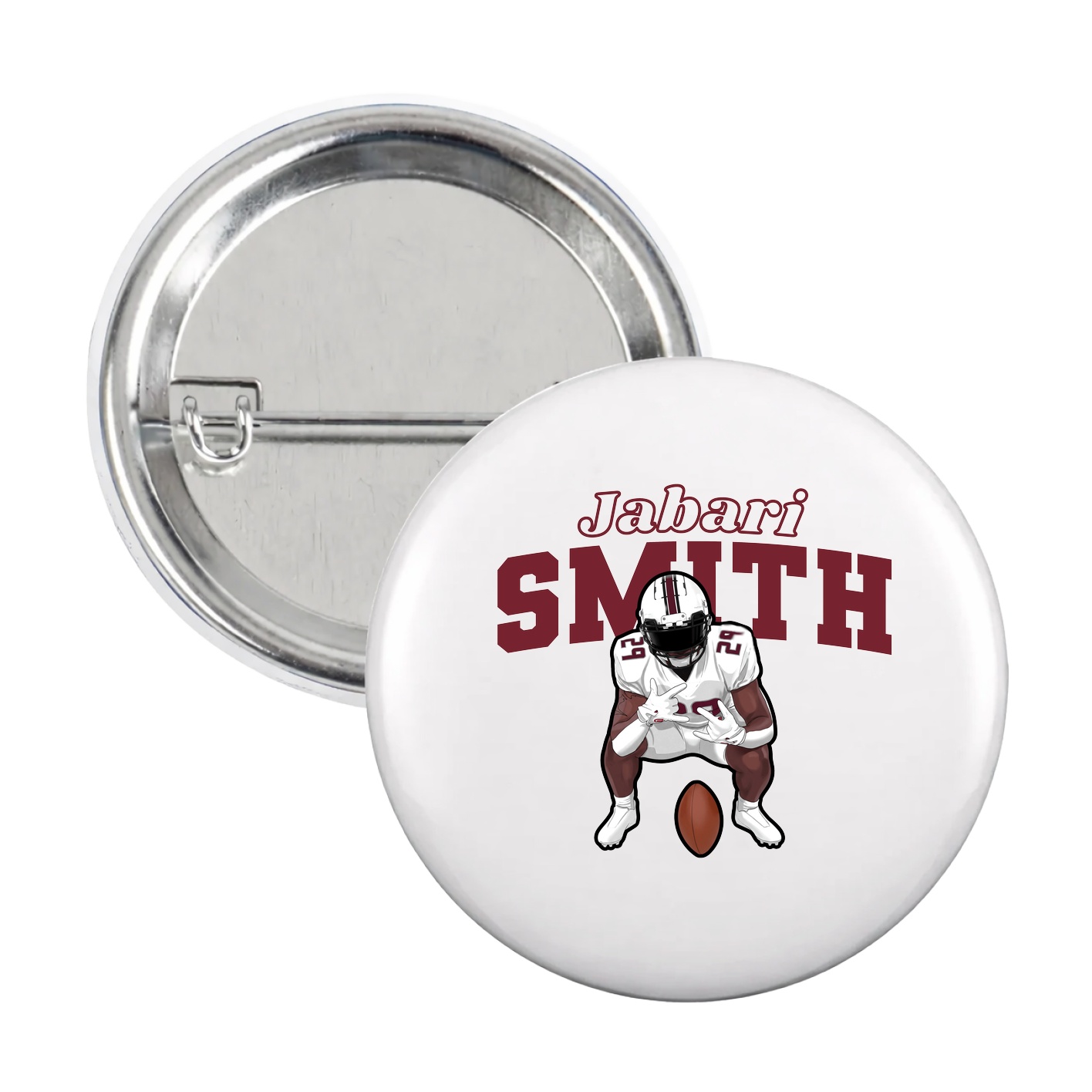 Game Day Button — Name Arch in White