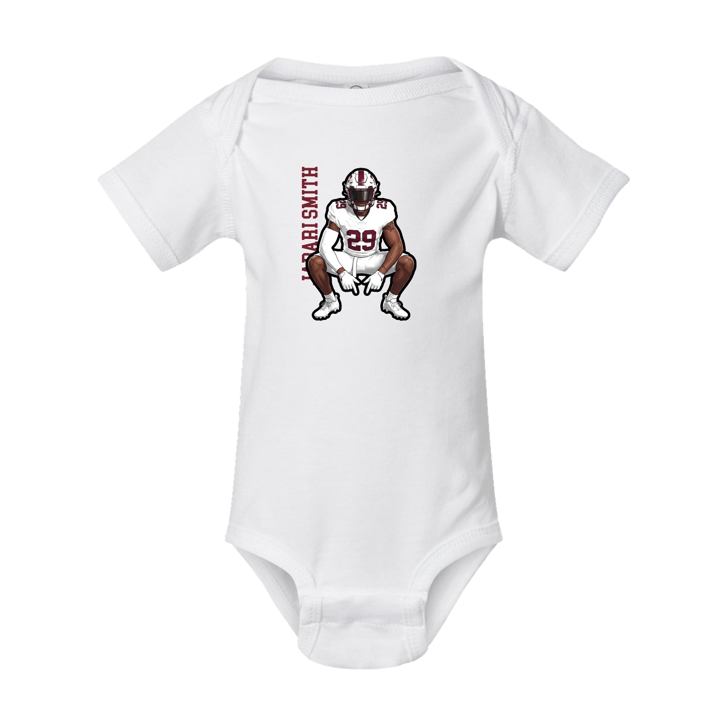 Baby Onesie — Name Vertical in White