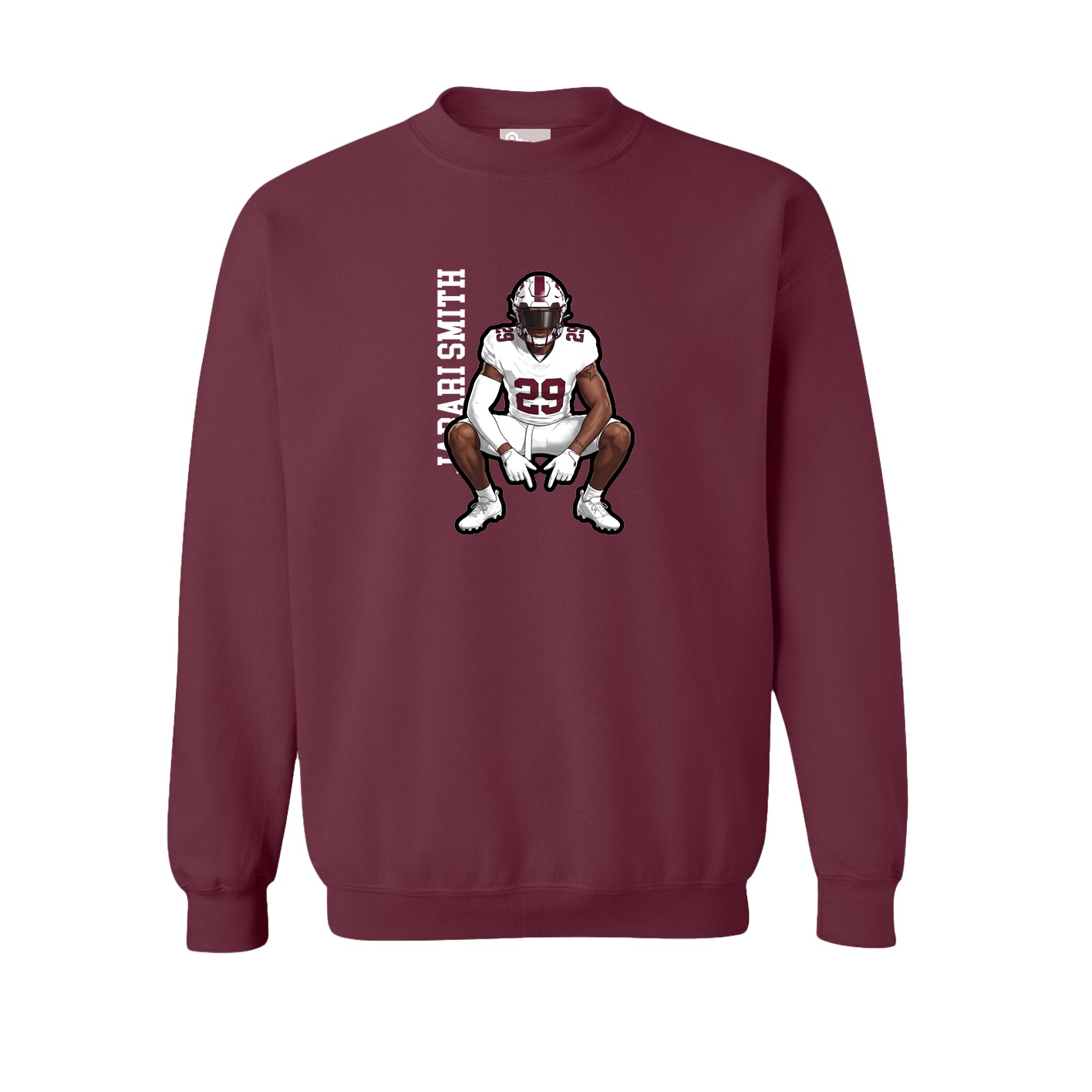 Fleece Crew — Name Vertical in Maroon