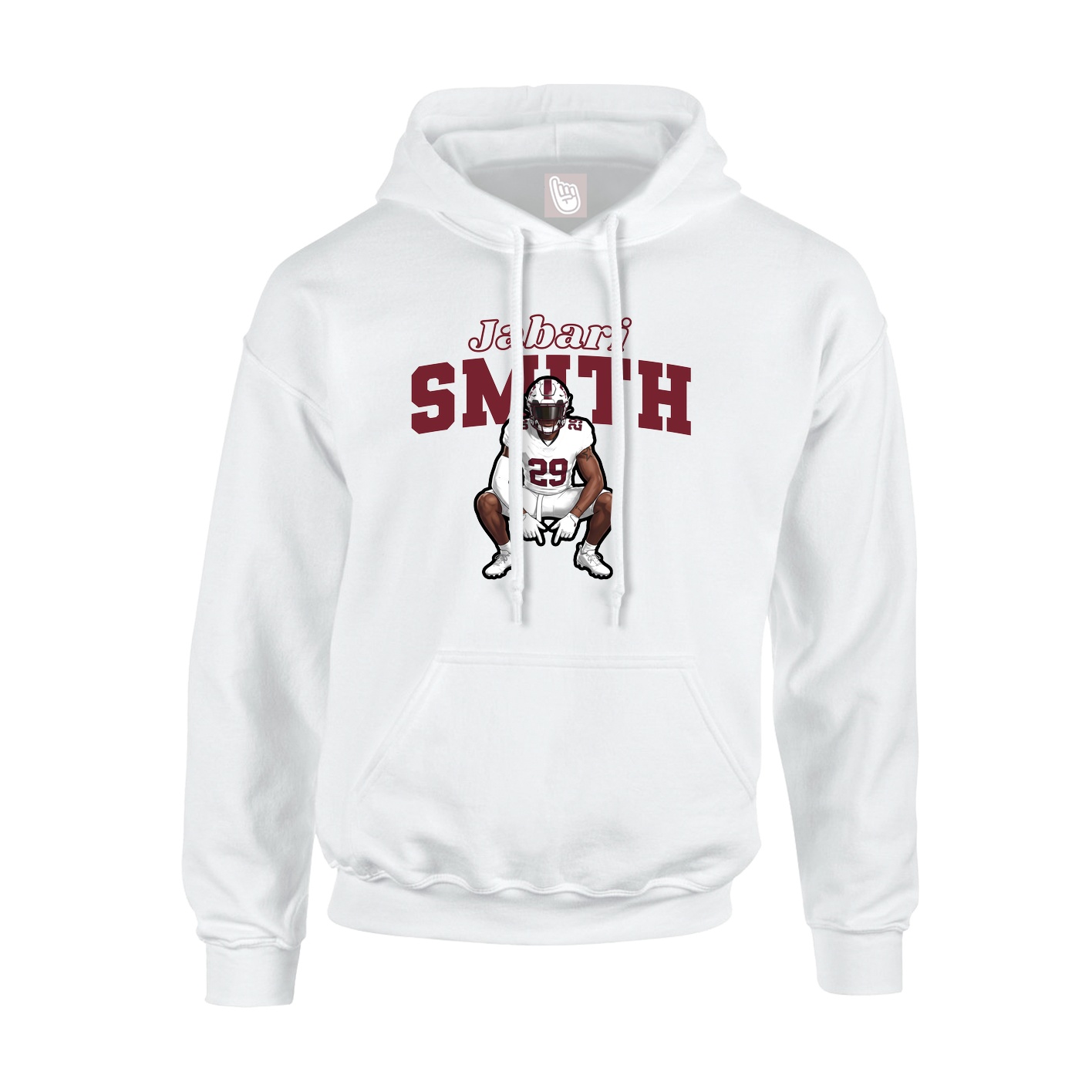 Youth Hoodie — Name Arch in White