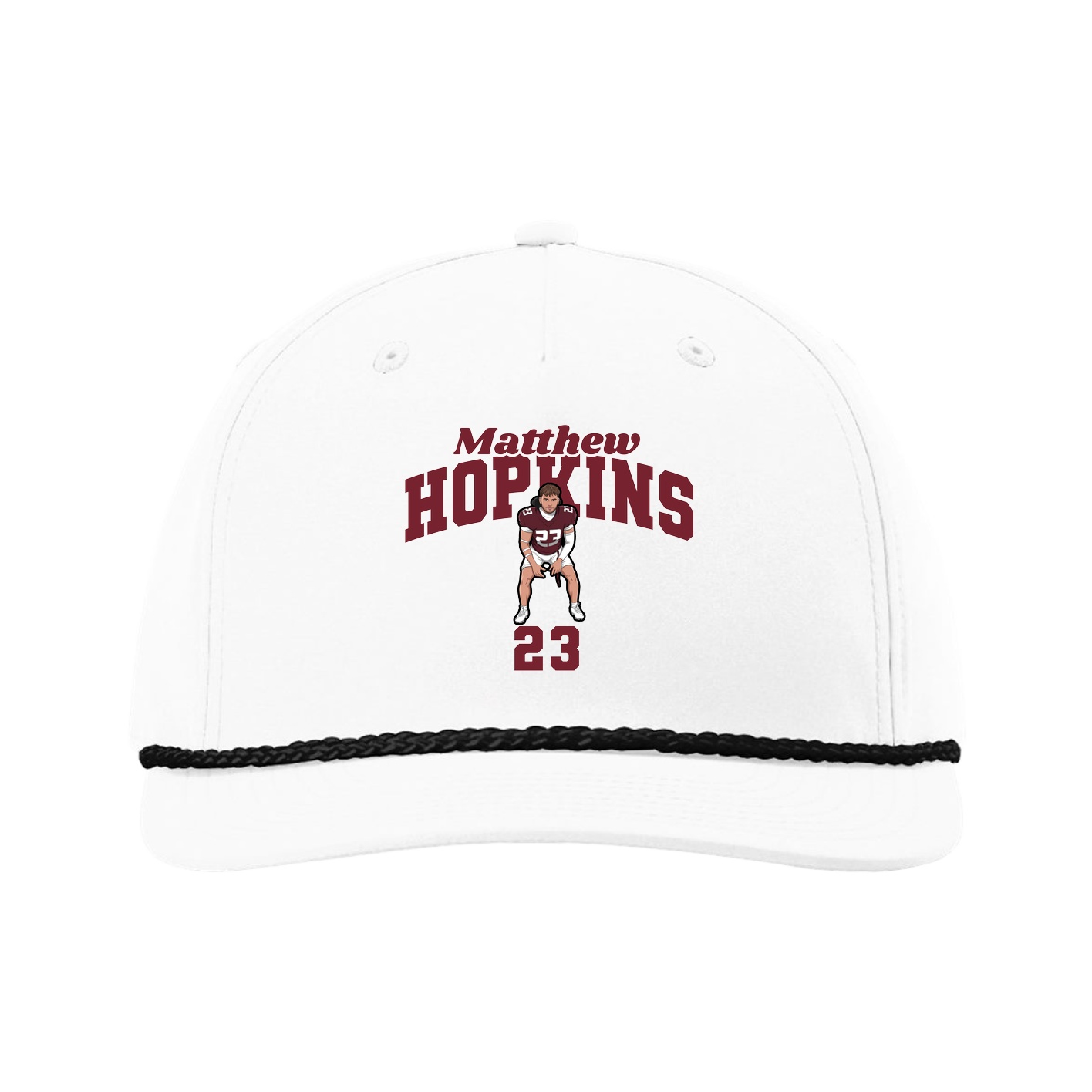 Five-Panel Classic Rope Cap — Signature Arch in White