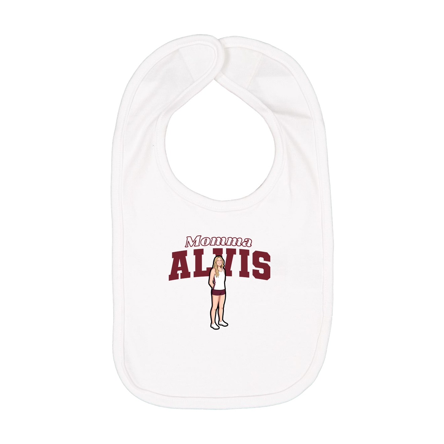 Infant Bib — Mothers Day Block in White