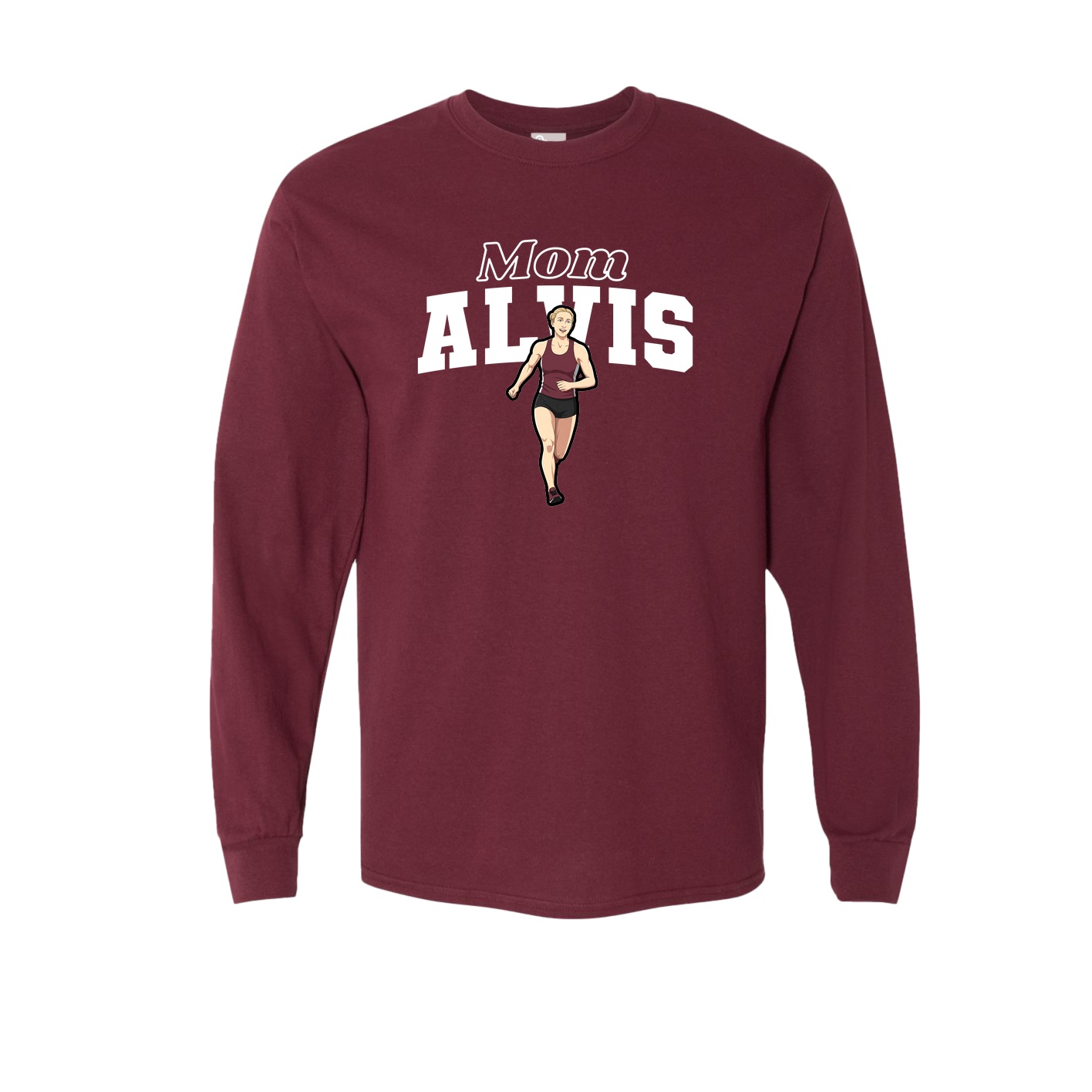 Long Sleeve Tee — Mothers Day Block in Maroon