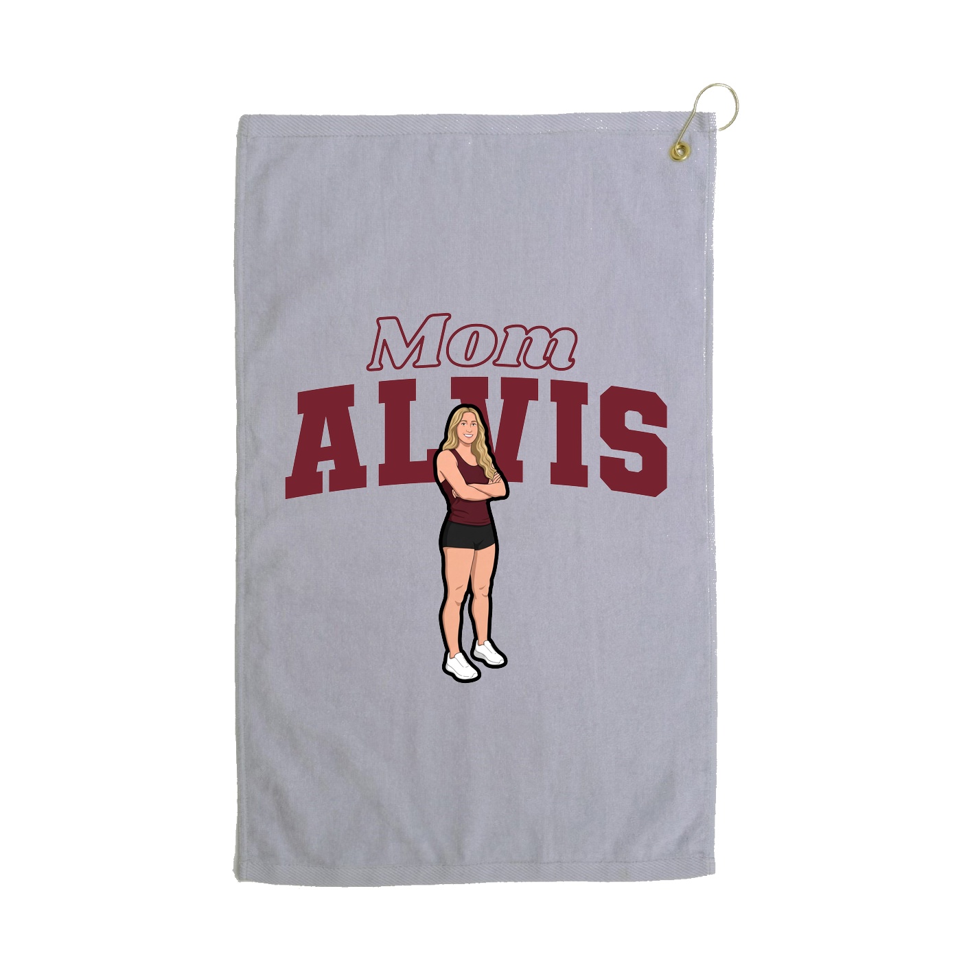 Golf Towel — Mothers Day Block in Grey