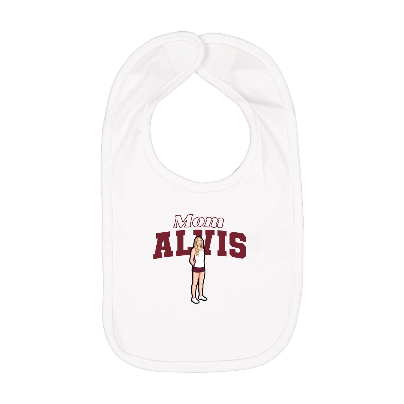 Infant Bib — Mothers Day Block in White