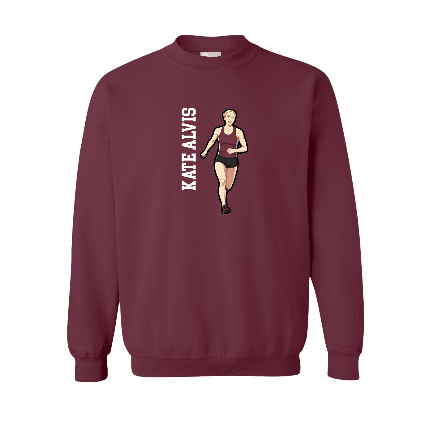 Fleece Crew — Name Vertical in Maroon